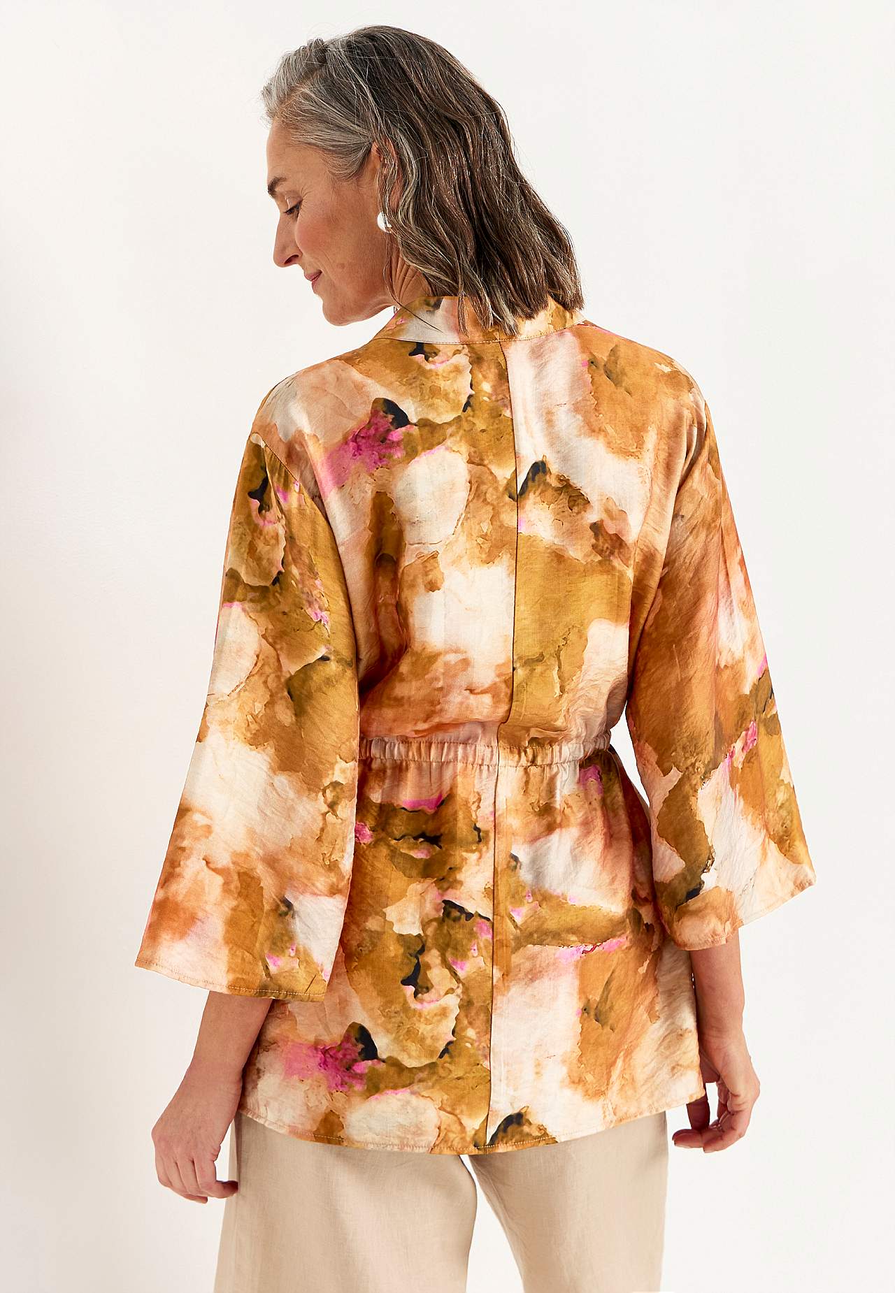 Gemusterte, flexible Kimono-Jacke