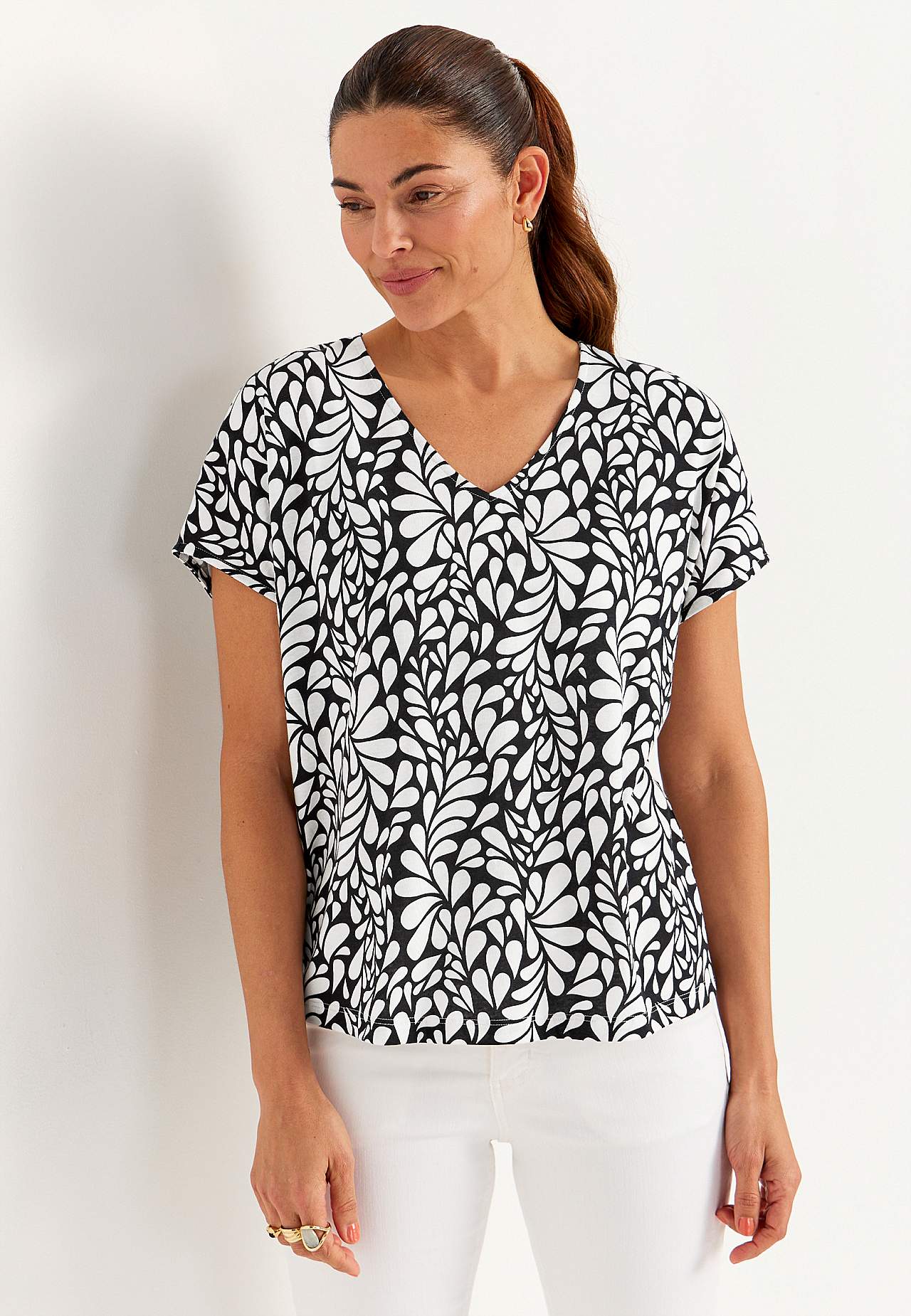 Jersey-Top mit kurzen Ärmeln