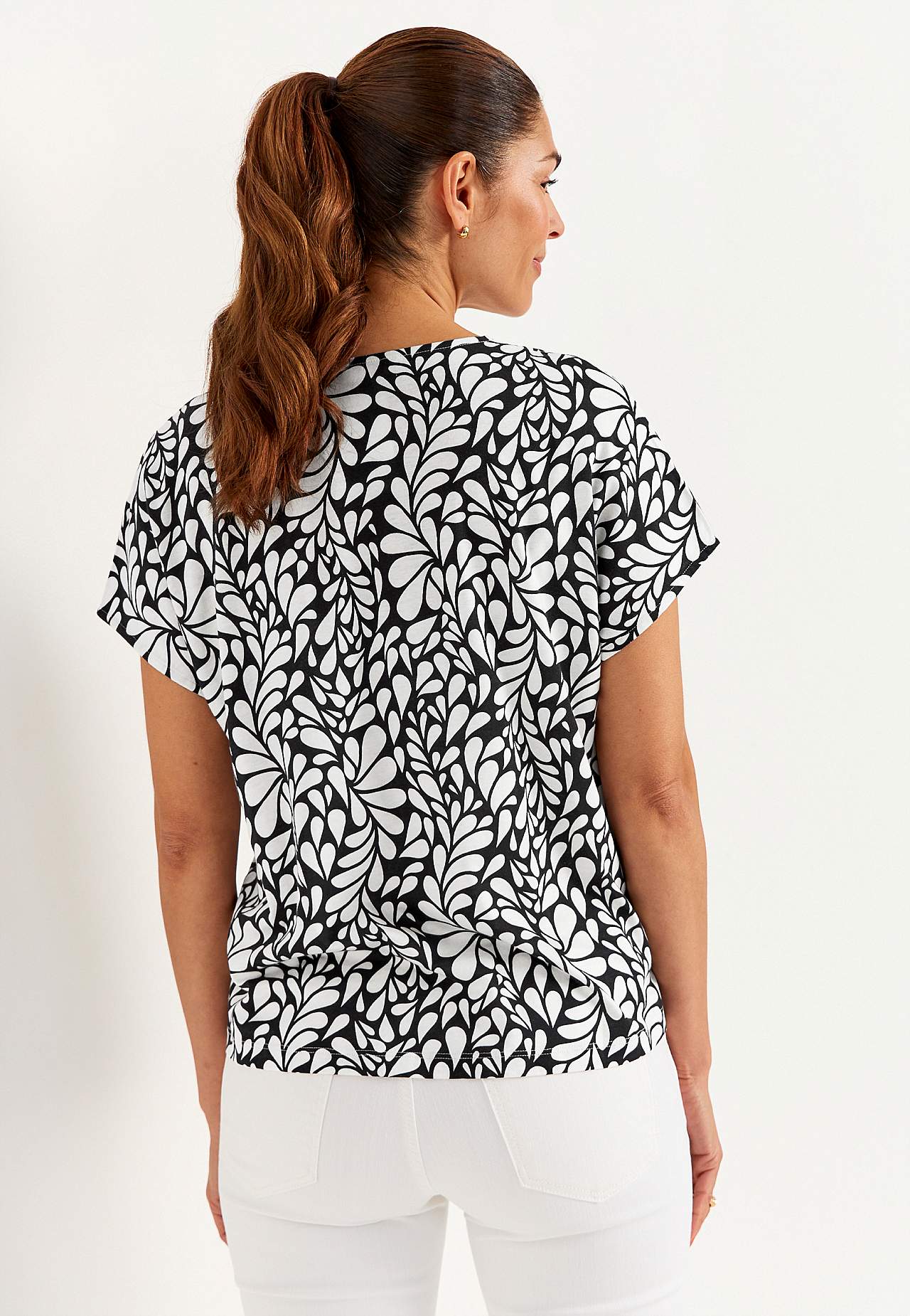 Jersey-Top mit kurzen Ärmeln