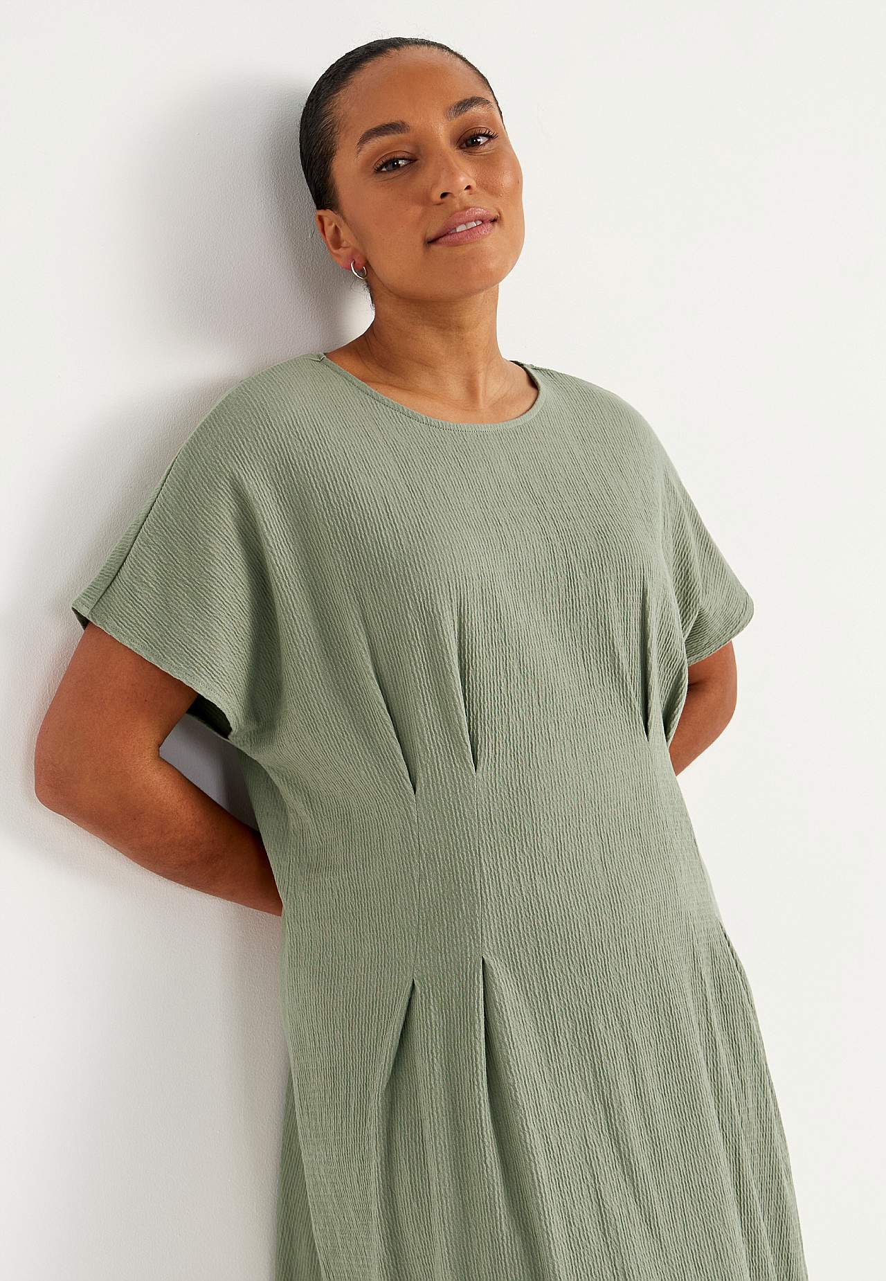 Kleid aus zerknittertem Baumwolljersey