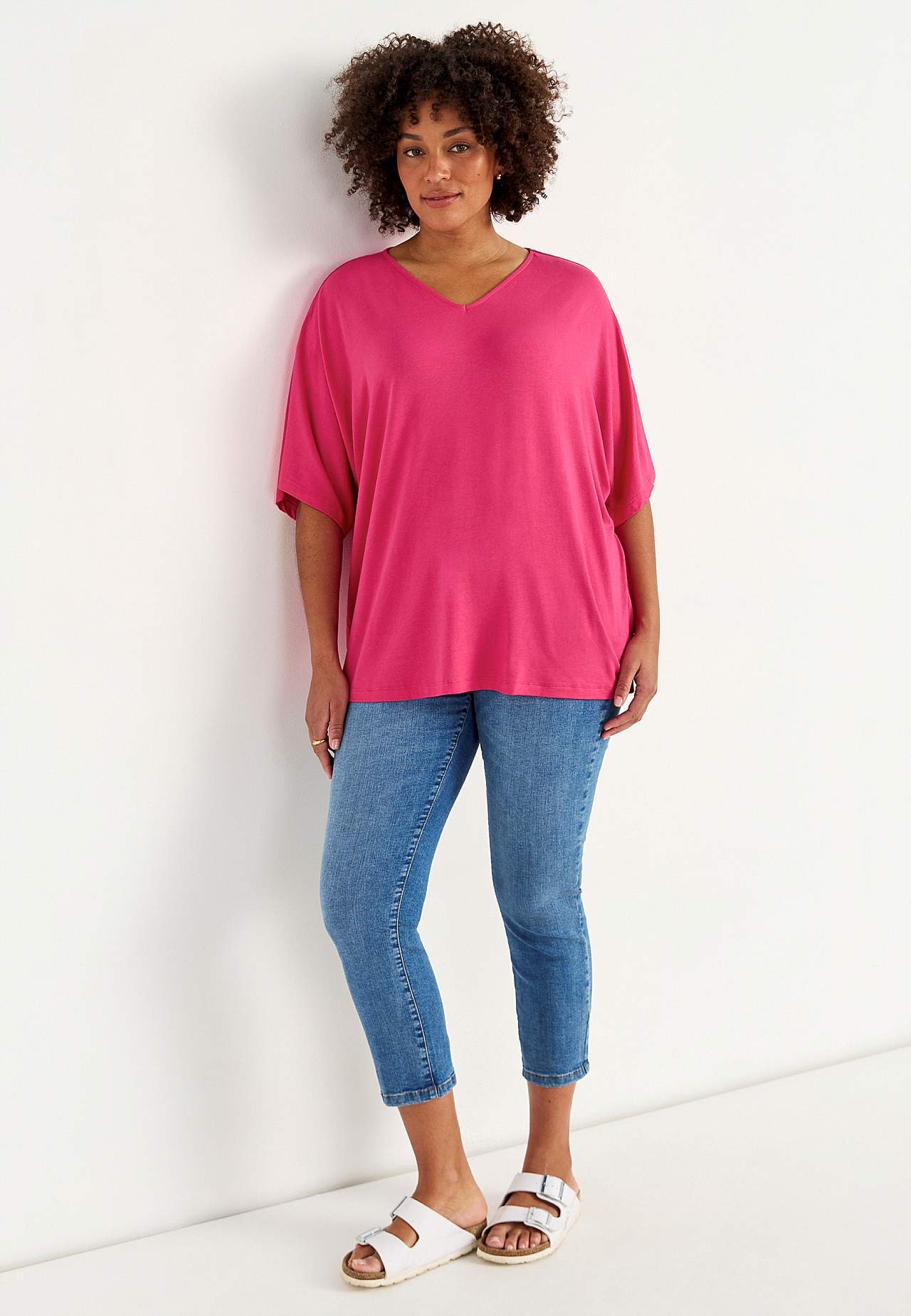 Jersey-Top mit Kimono-Stil Ärmel