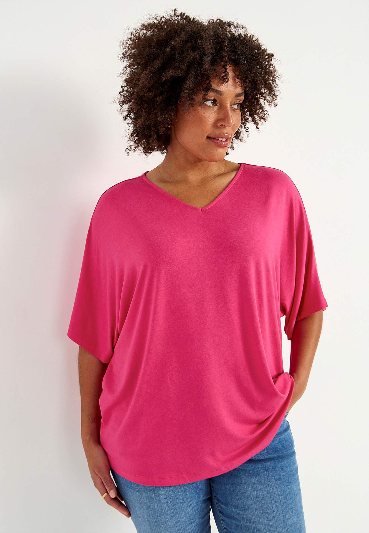 Jersey-Top mit Kimono-Stil Ärmel