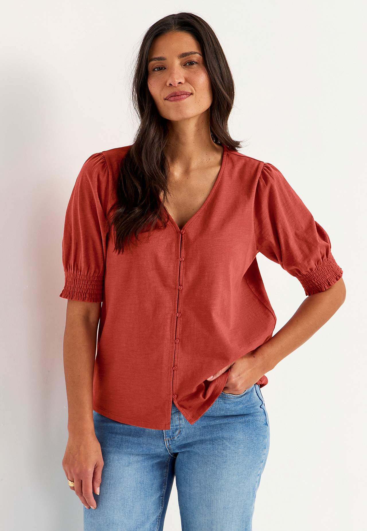 Jersey-Top mit Knöpfen