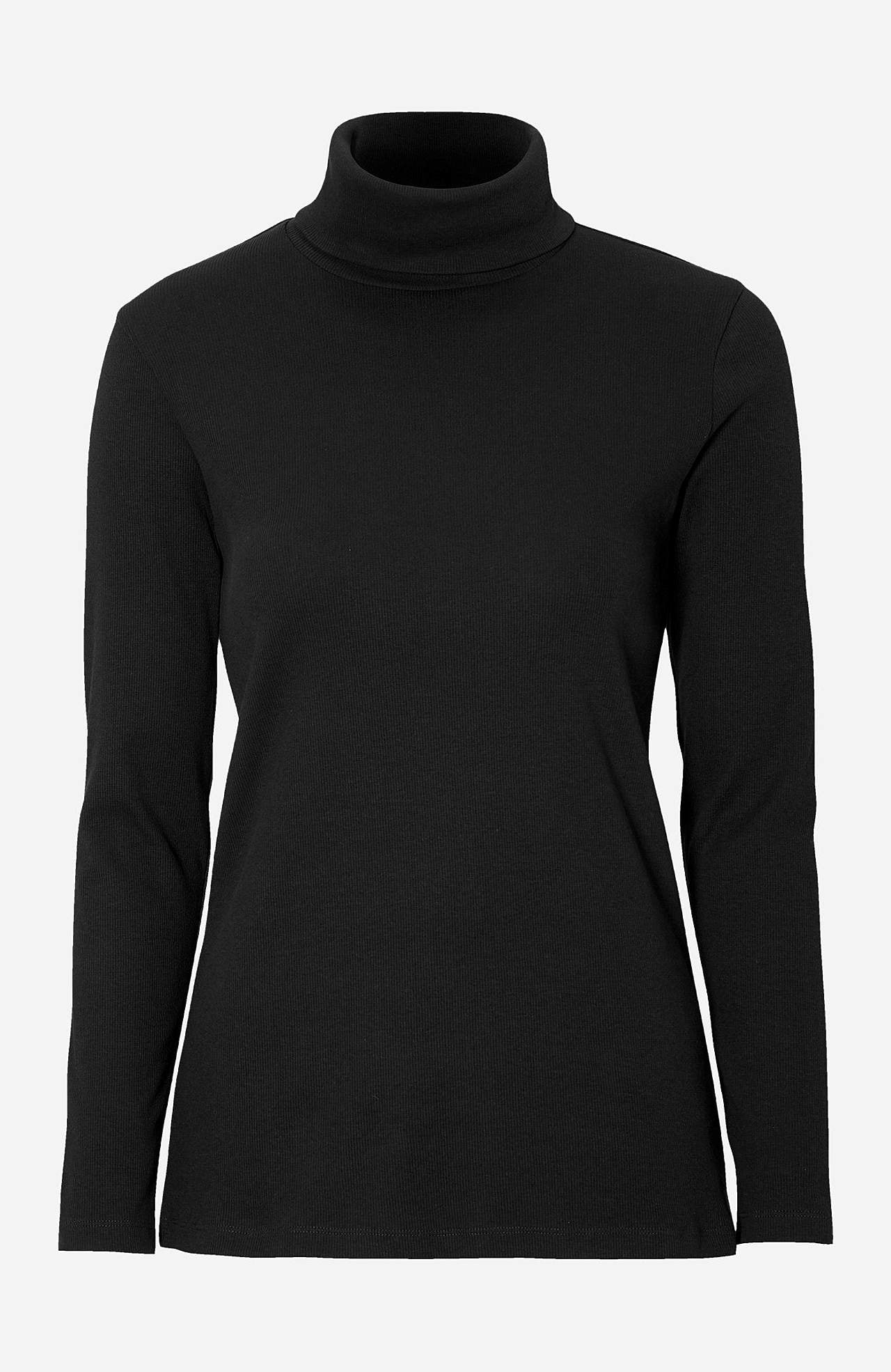 Gerippter Rollkragenpullover aus organischer Baumwolle