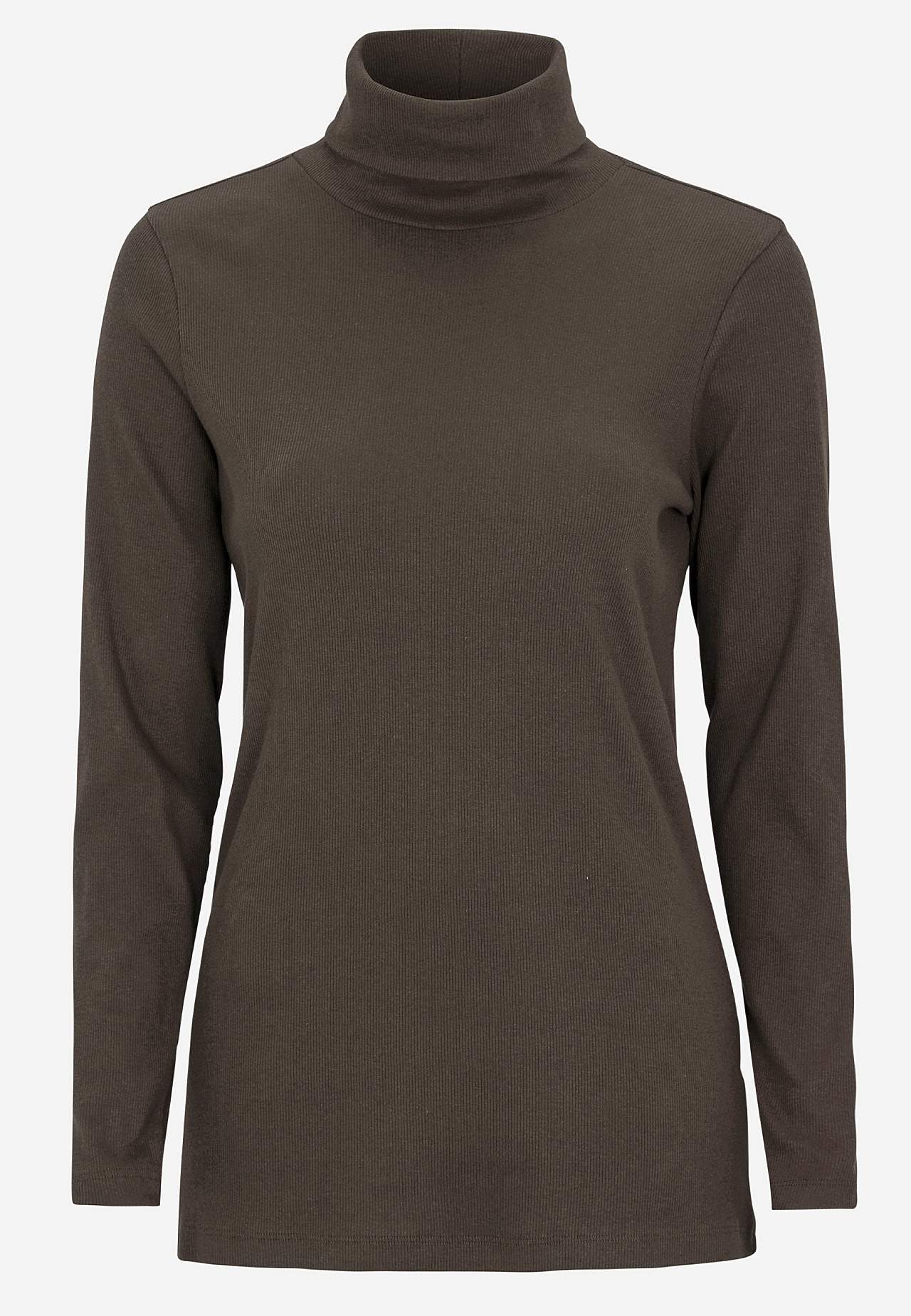 Gerippter Rollkragenpullover aus organischer Baumwolle