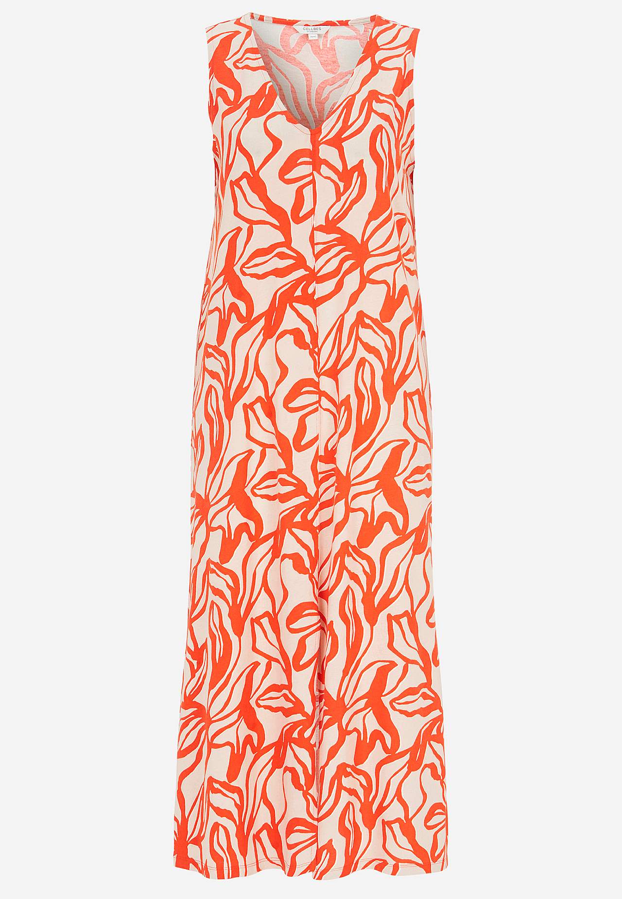Ärmelloses Jerseykleid mit einem V-Ausschnitt