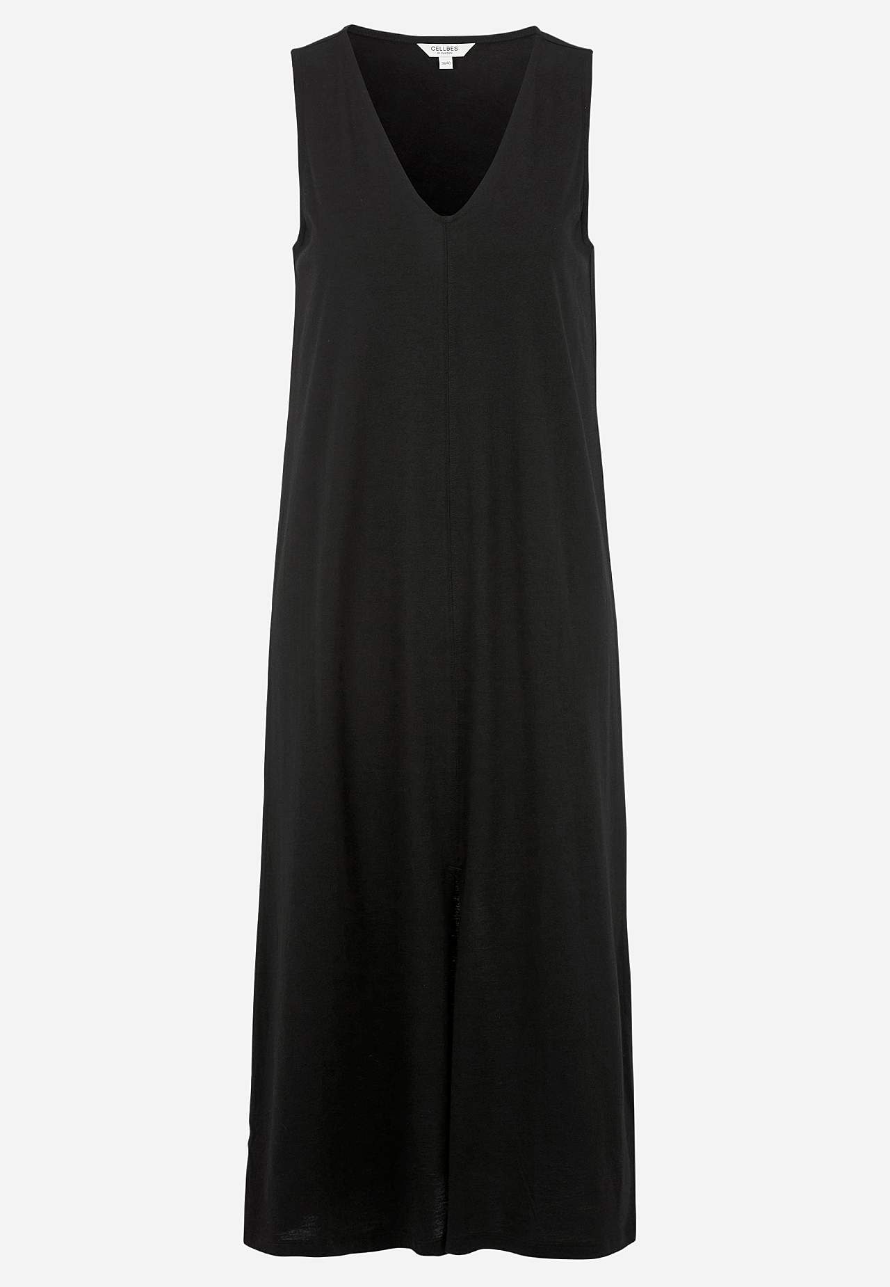 Ärmelloses Jerseykleid mit einem V-Ausschnitt