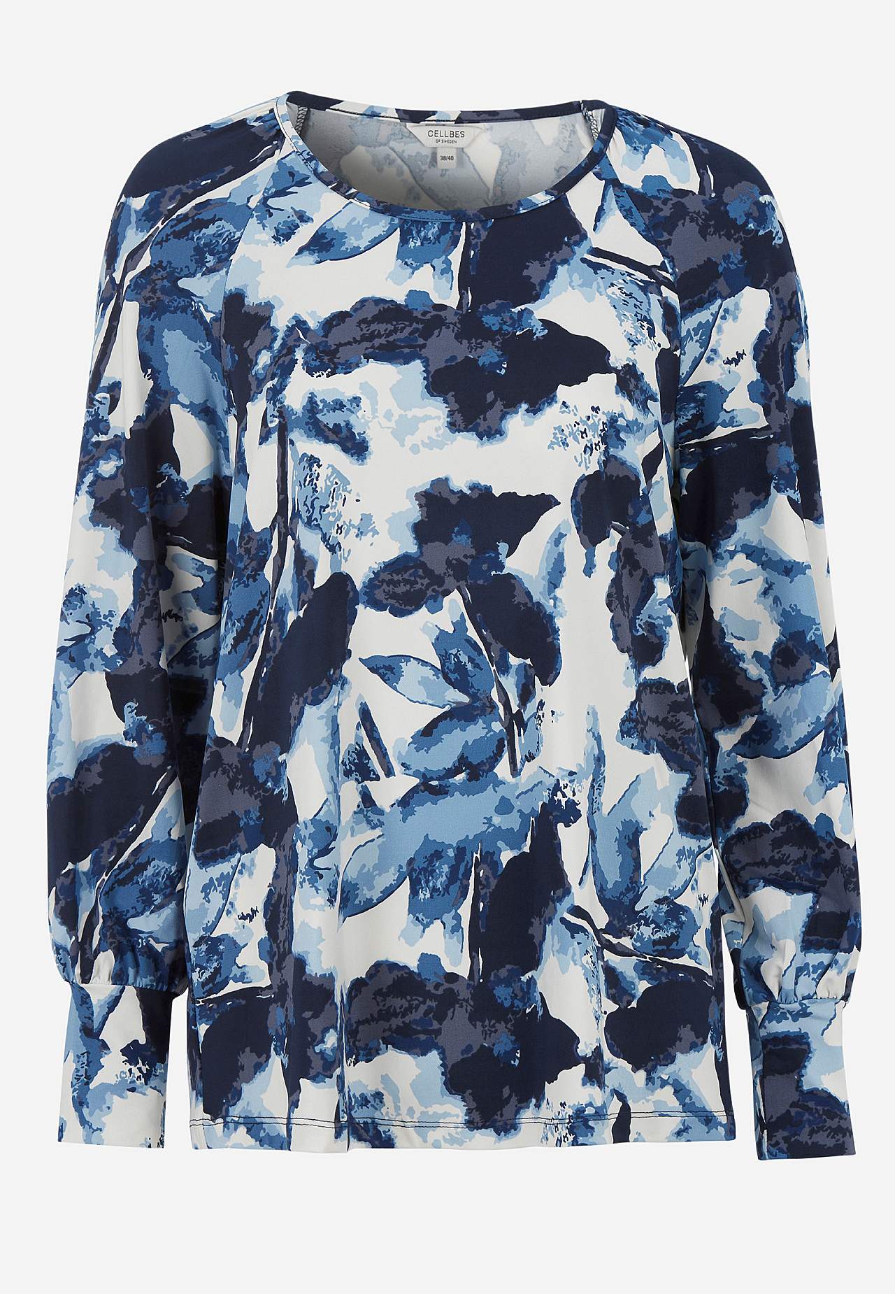 Gemustertes Jersey-Top mit breiten Manschetten