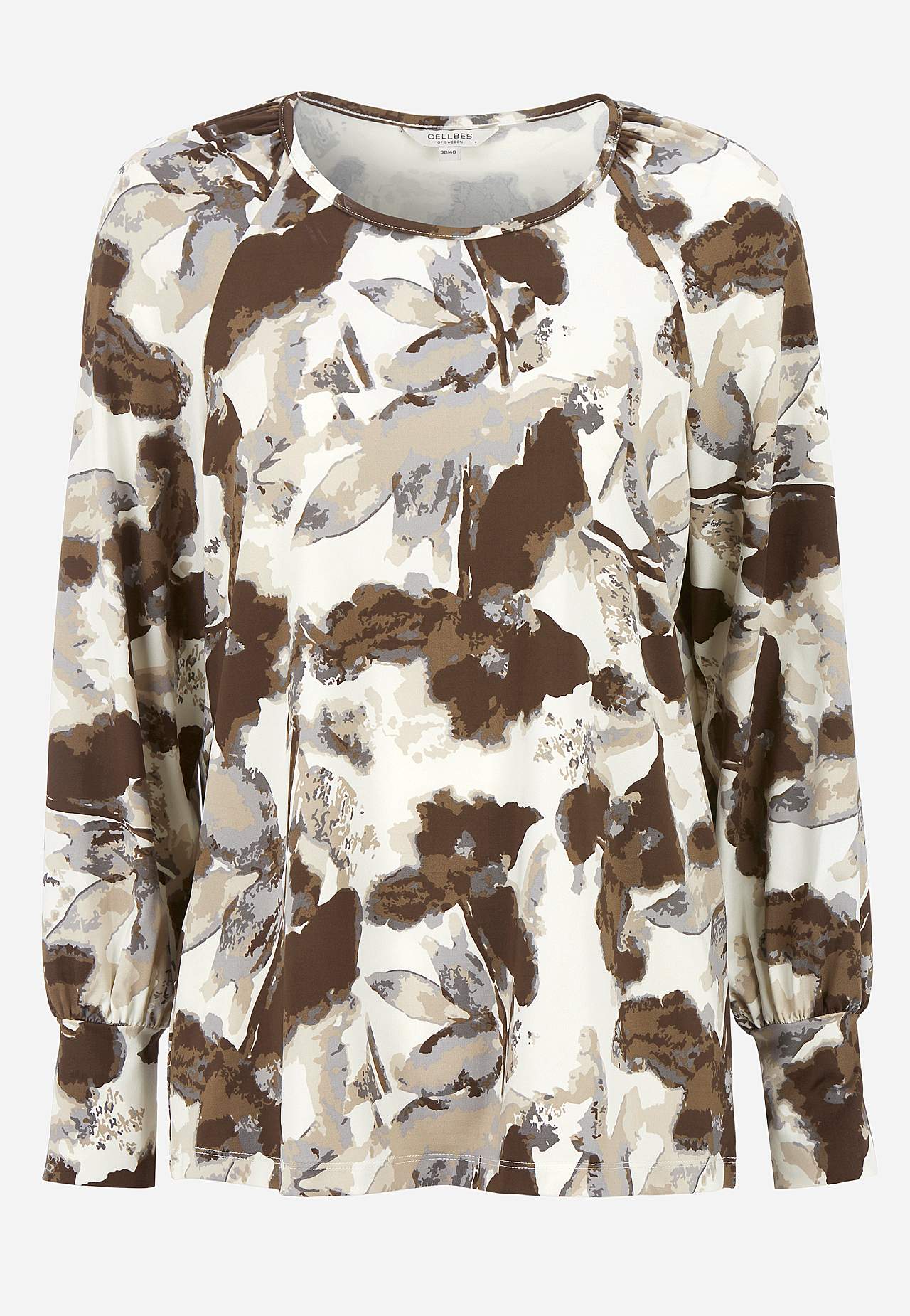 Gemustertes Jersey-Top mit breiten Manschetten