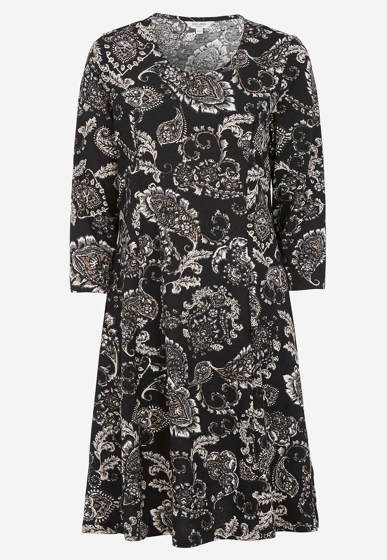 Gemustertes Jerseykleid mit Taschen