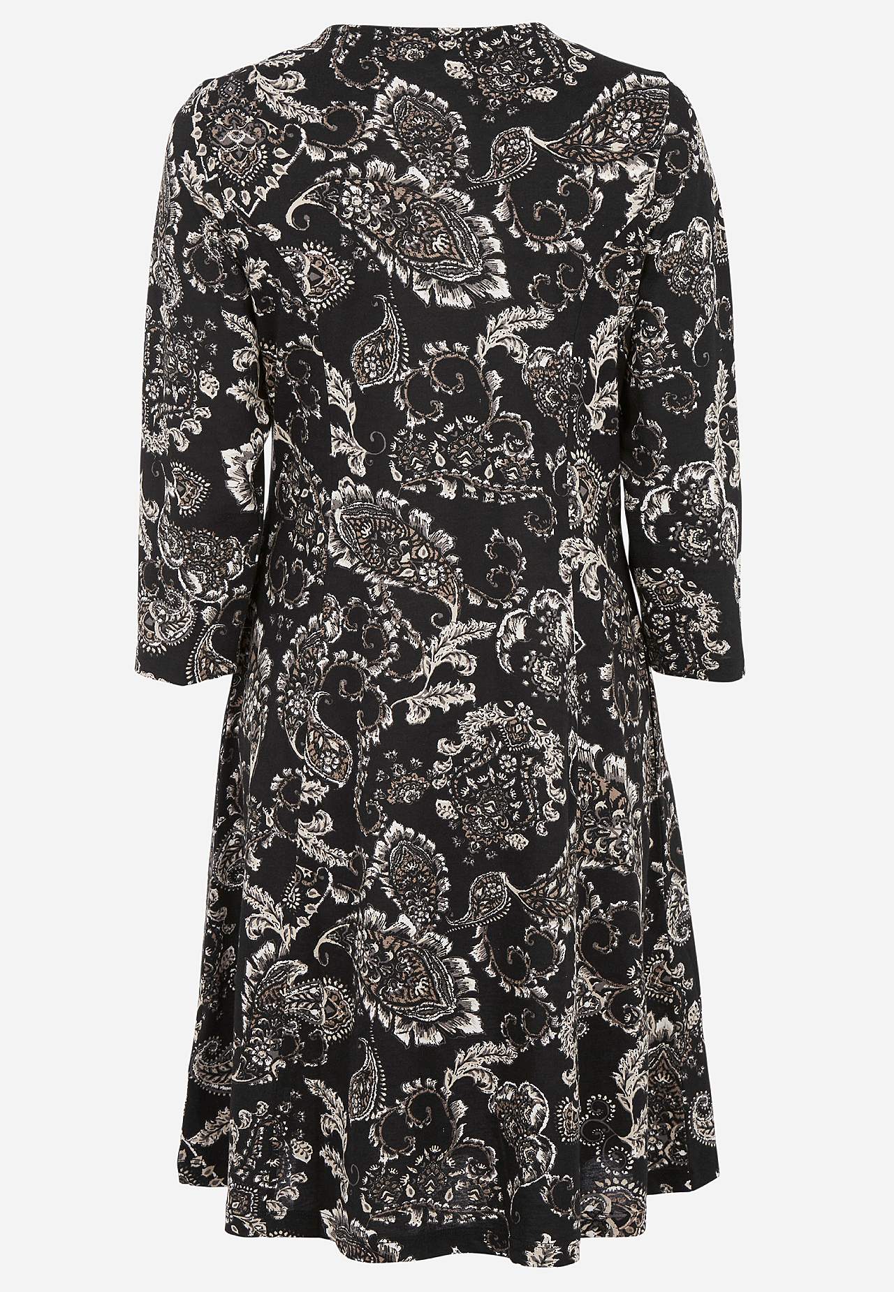 Gemustertes Jerseykleid mit Taschen