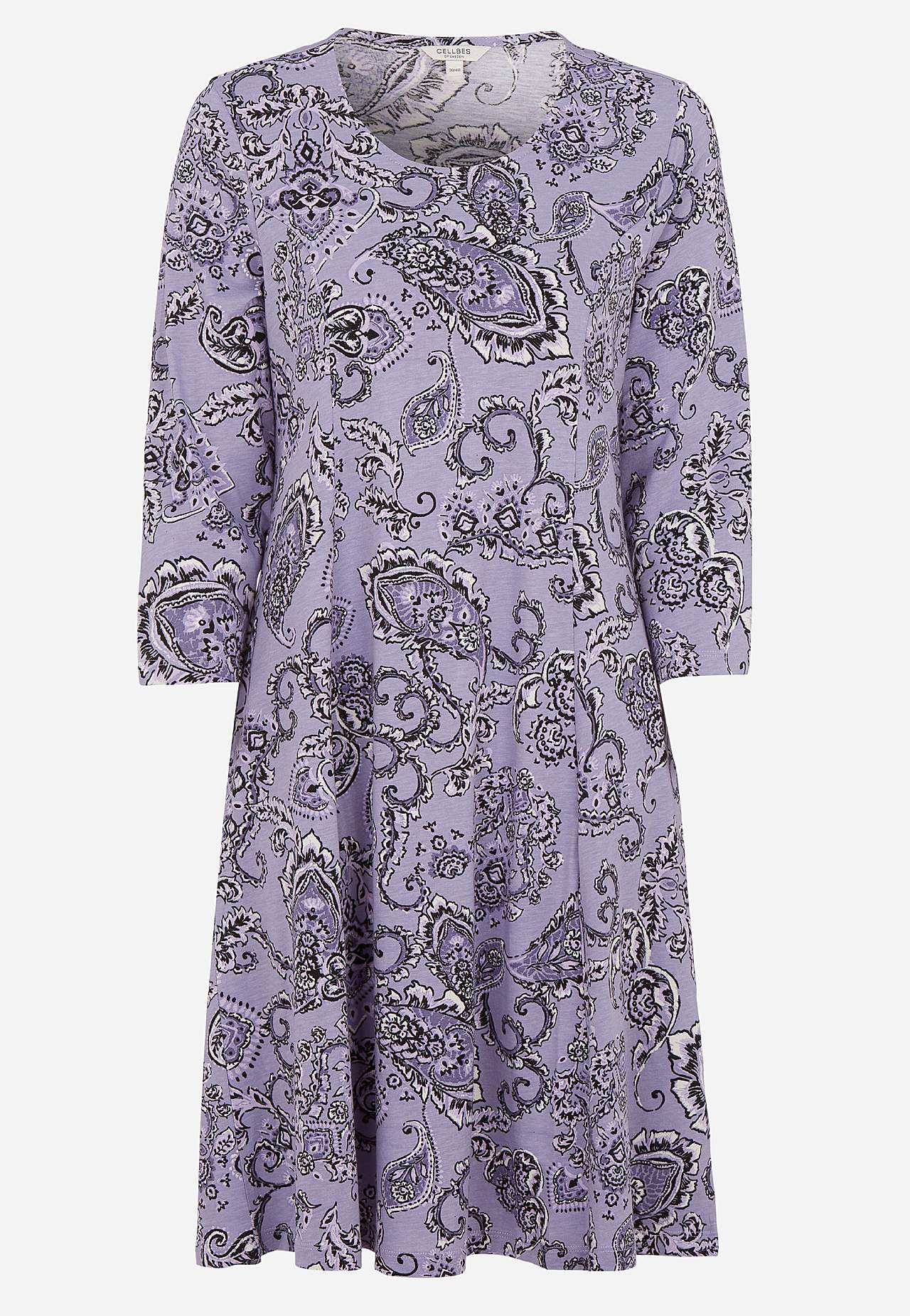 Gemustertes Jerseykleid mit Taschen