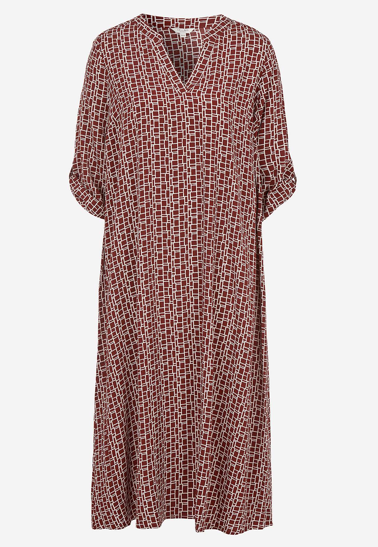 Gewebtes Kleid mit einem V-Ausschnitt