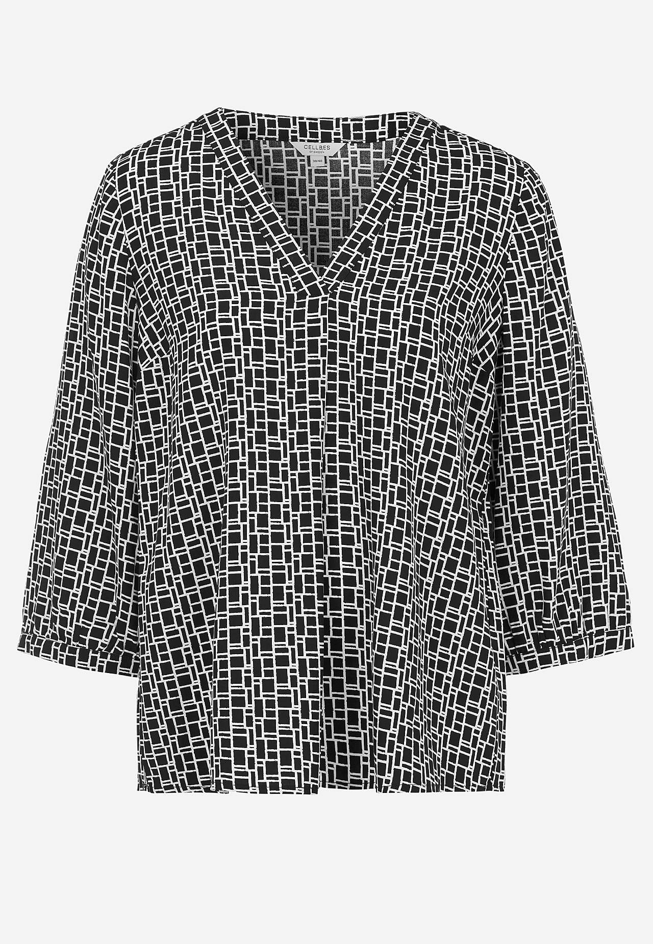Gewebte Bluse mit einem V-Ausschnitt