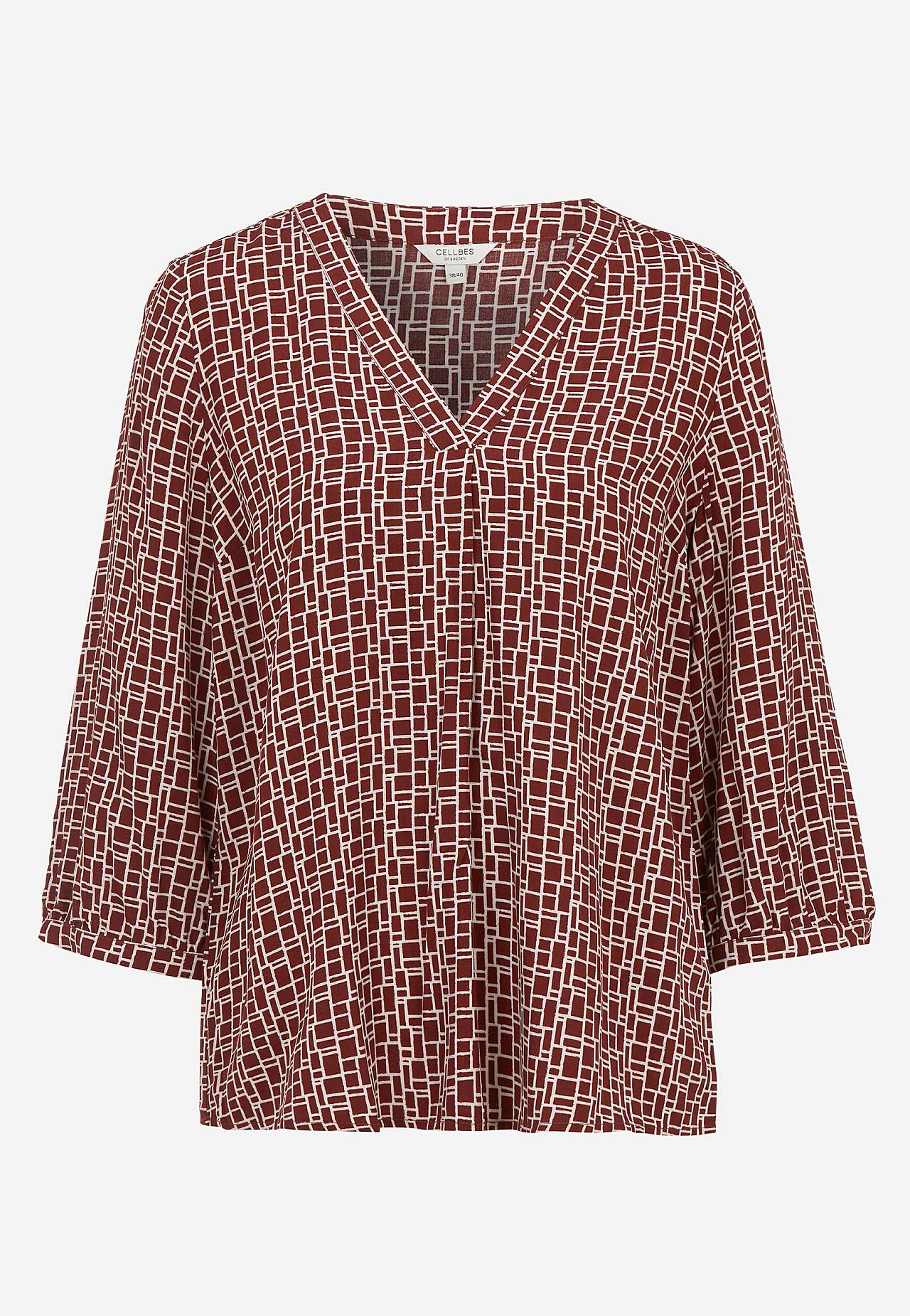Gewebte Bluse mit einem V-Ausschnitt