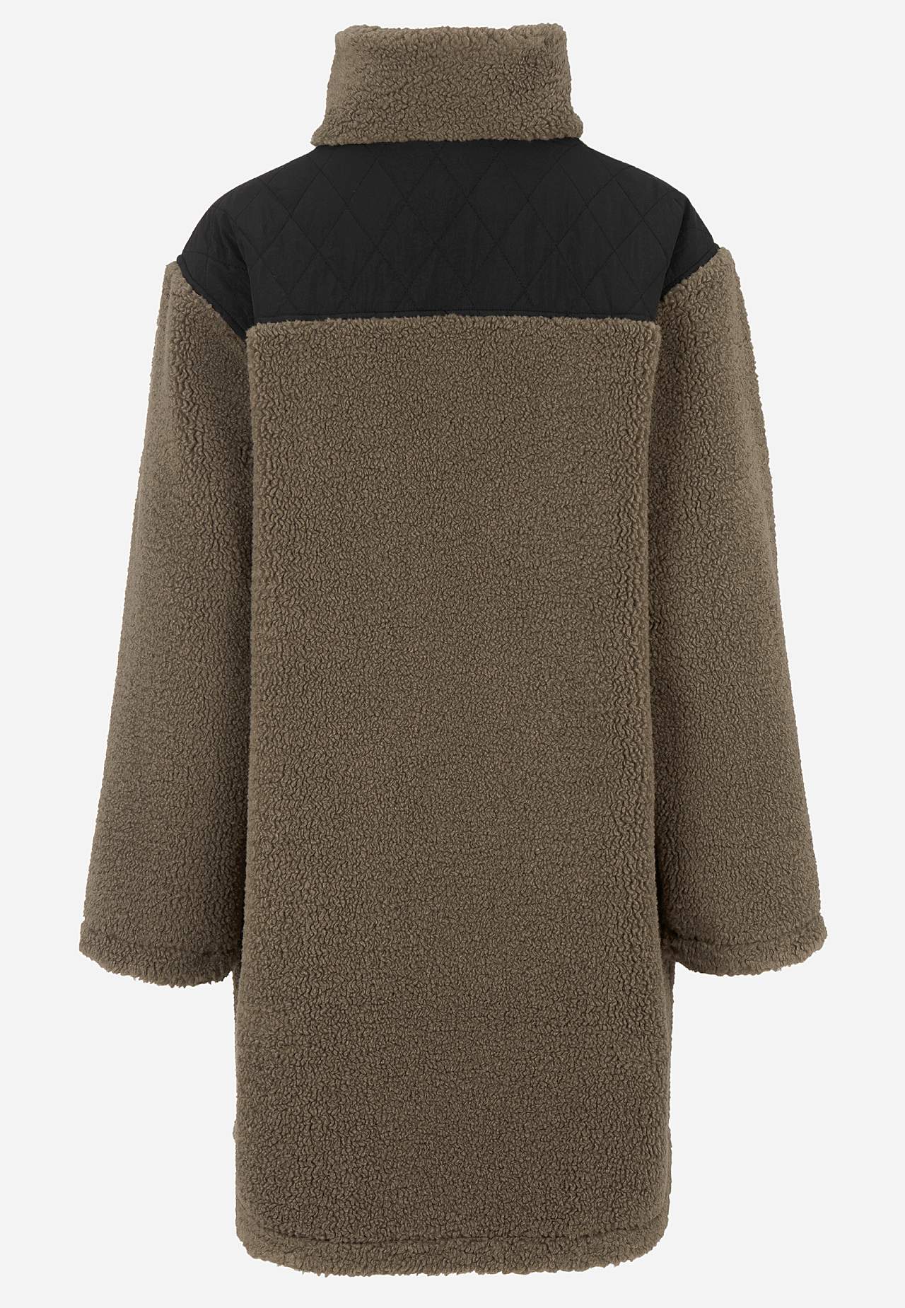 Lange Fleecejacke mit hohem Kragen