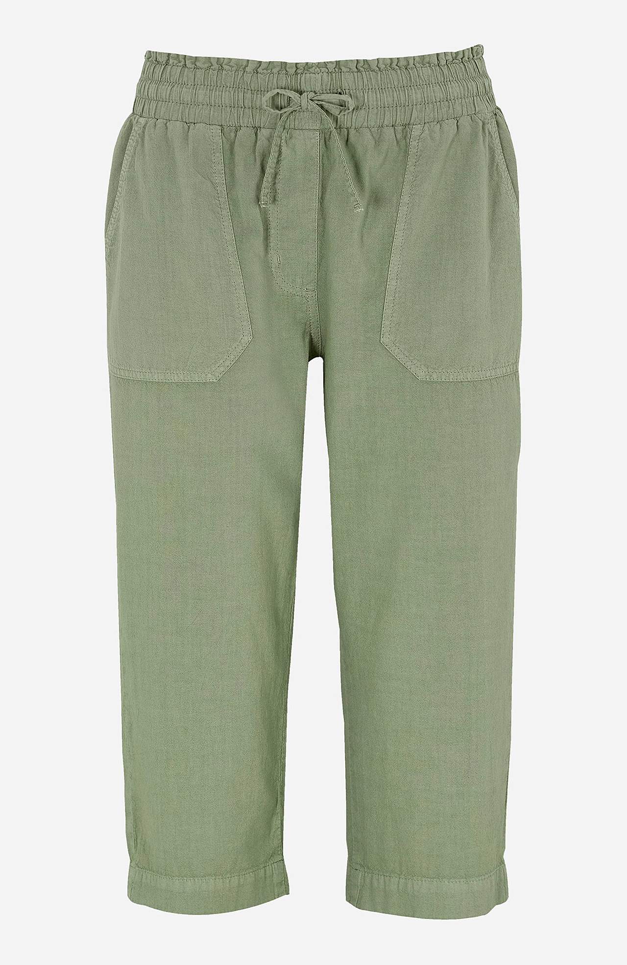 Caprihose aus gewaschener Baumwolle Jade