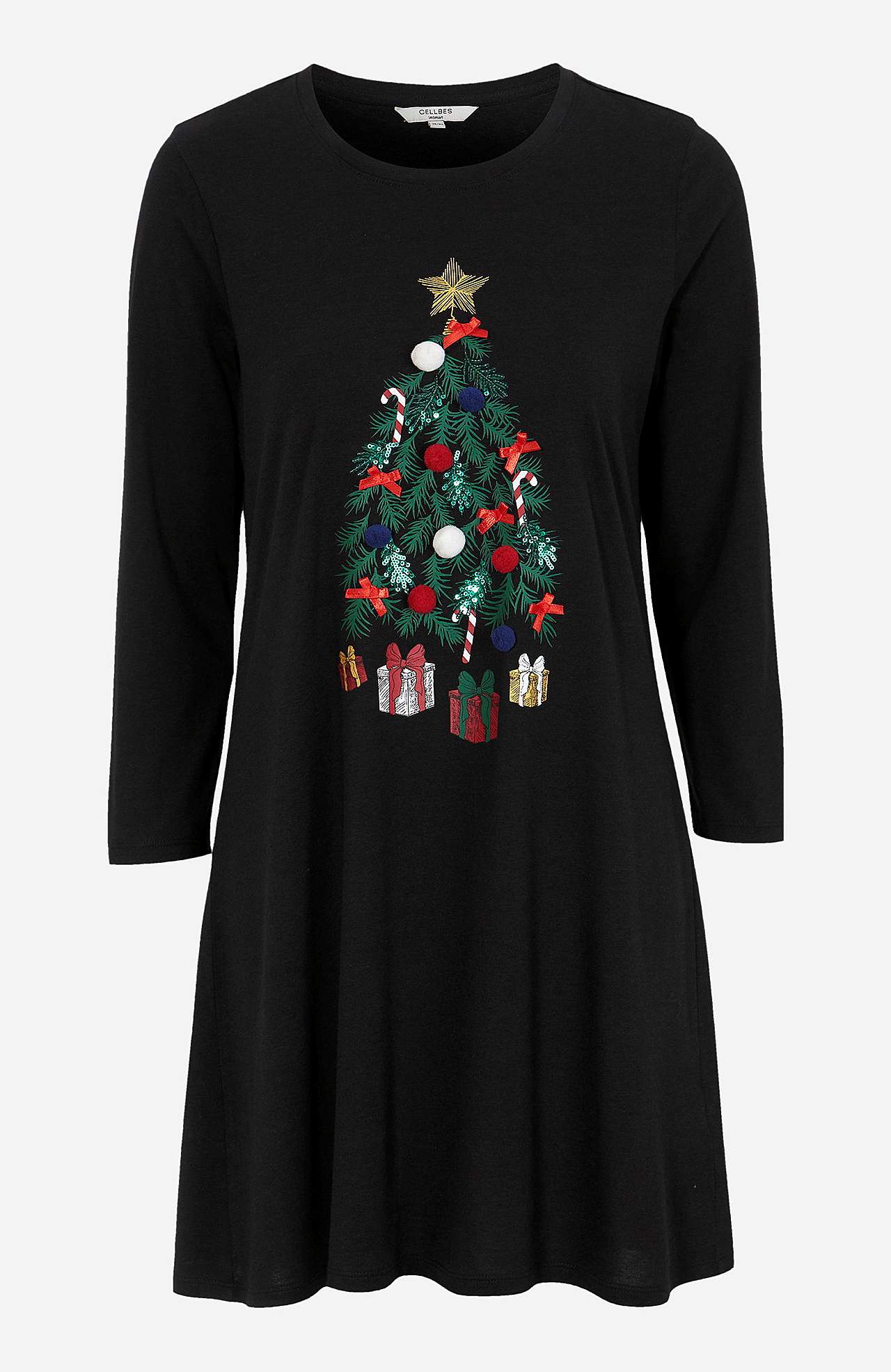 Gemusterte Jersey-Tunika mit Weihnachtsbaum Eva