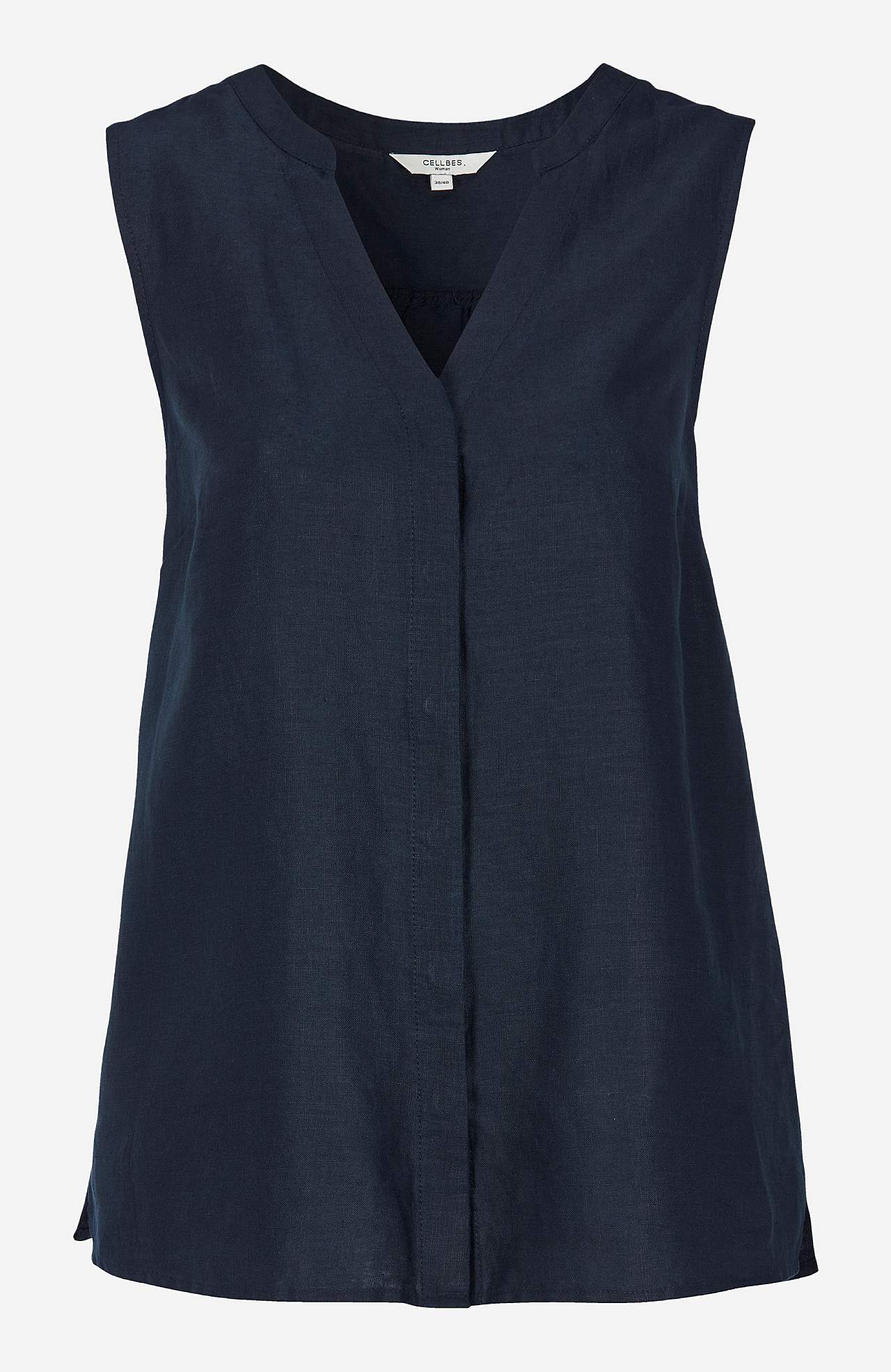 Leinen-Bluse Premium mit ärmellosem Design