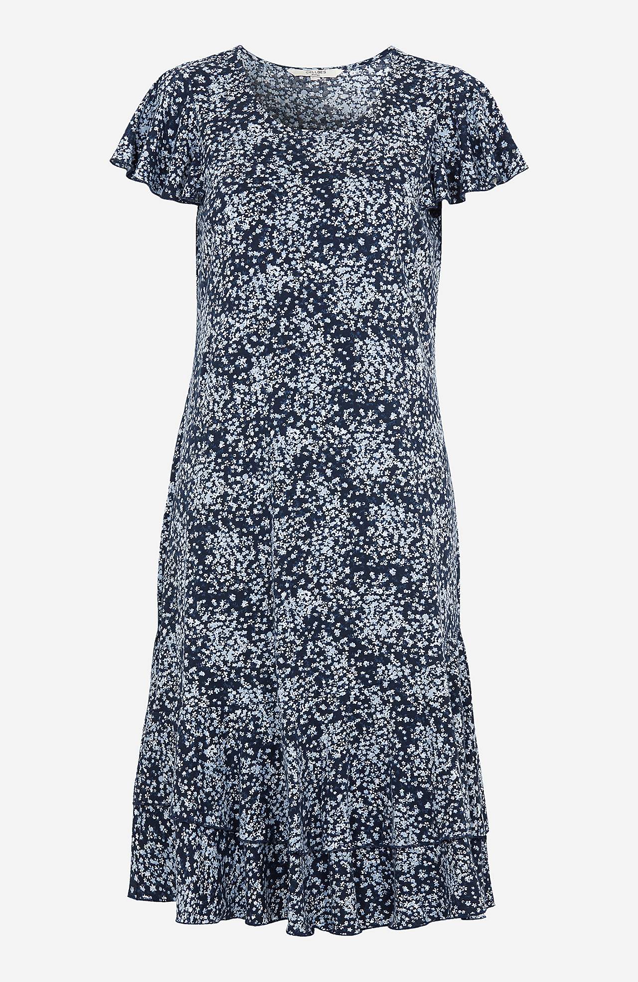 Gemustertes Jerseykleid mit Volants
