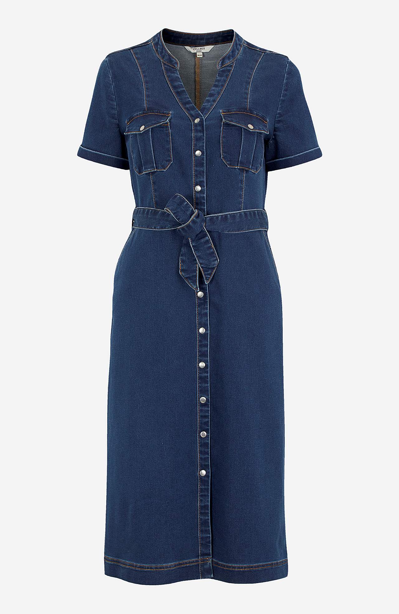 Elastisches Jeanskleid mit Bindegürtel Olina