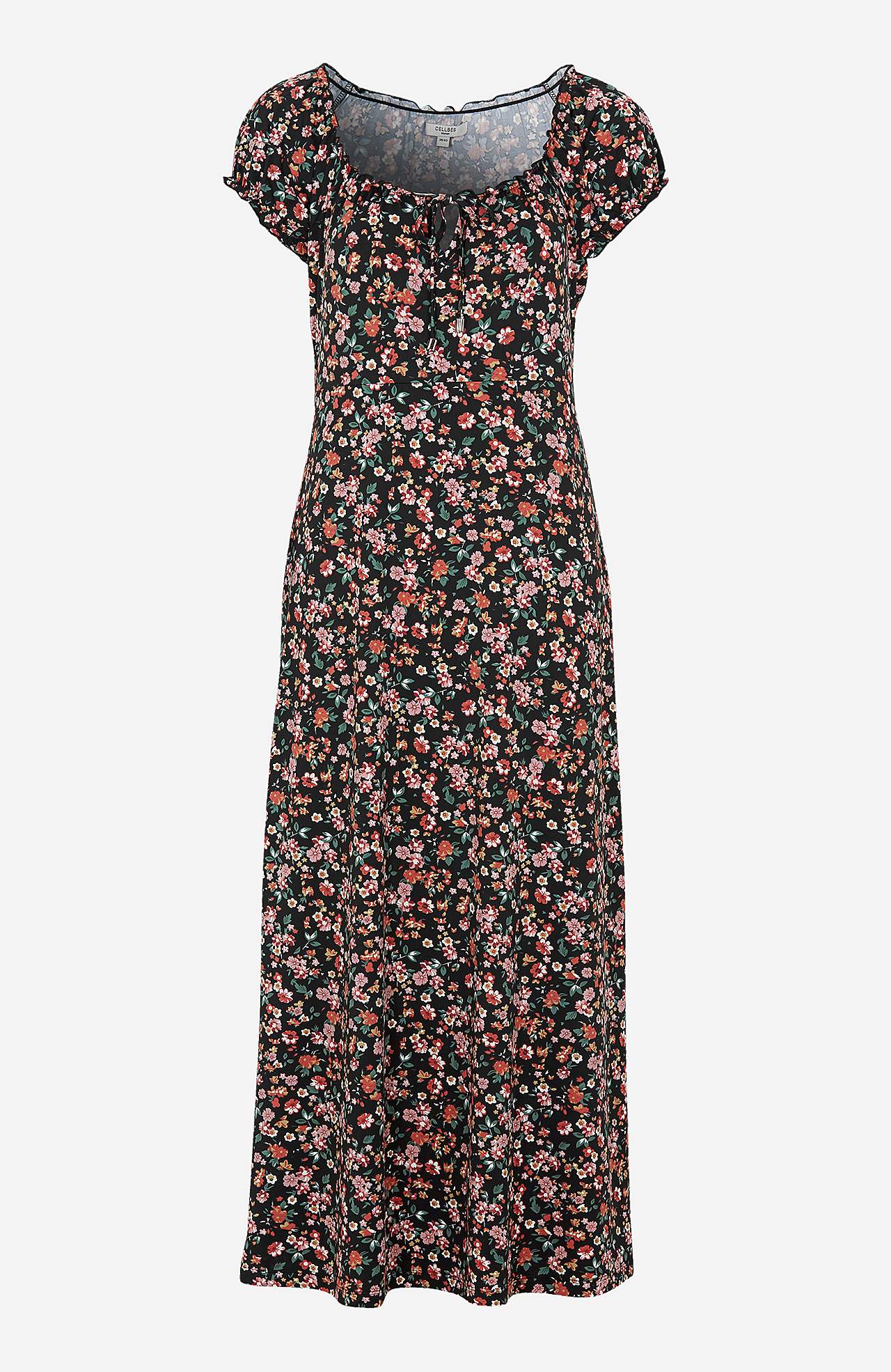 Langes, gemustertes schulterfreies Kleid