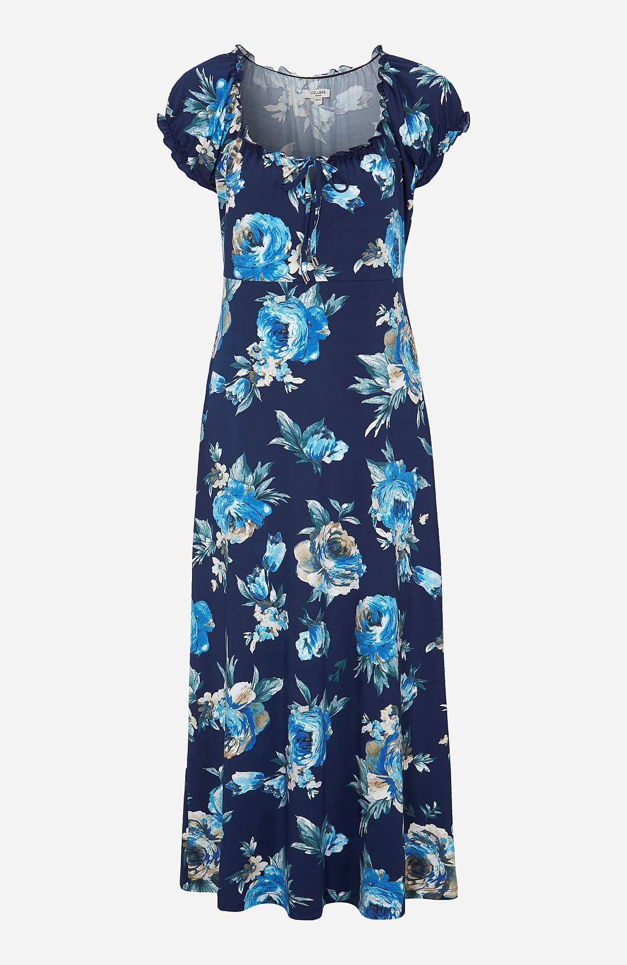 Langes, gemustertes schulterfreies Kleid