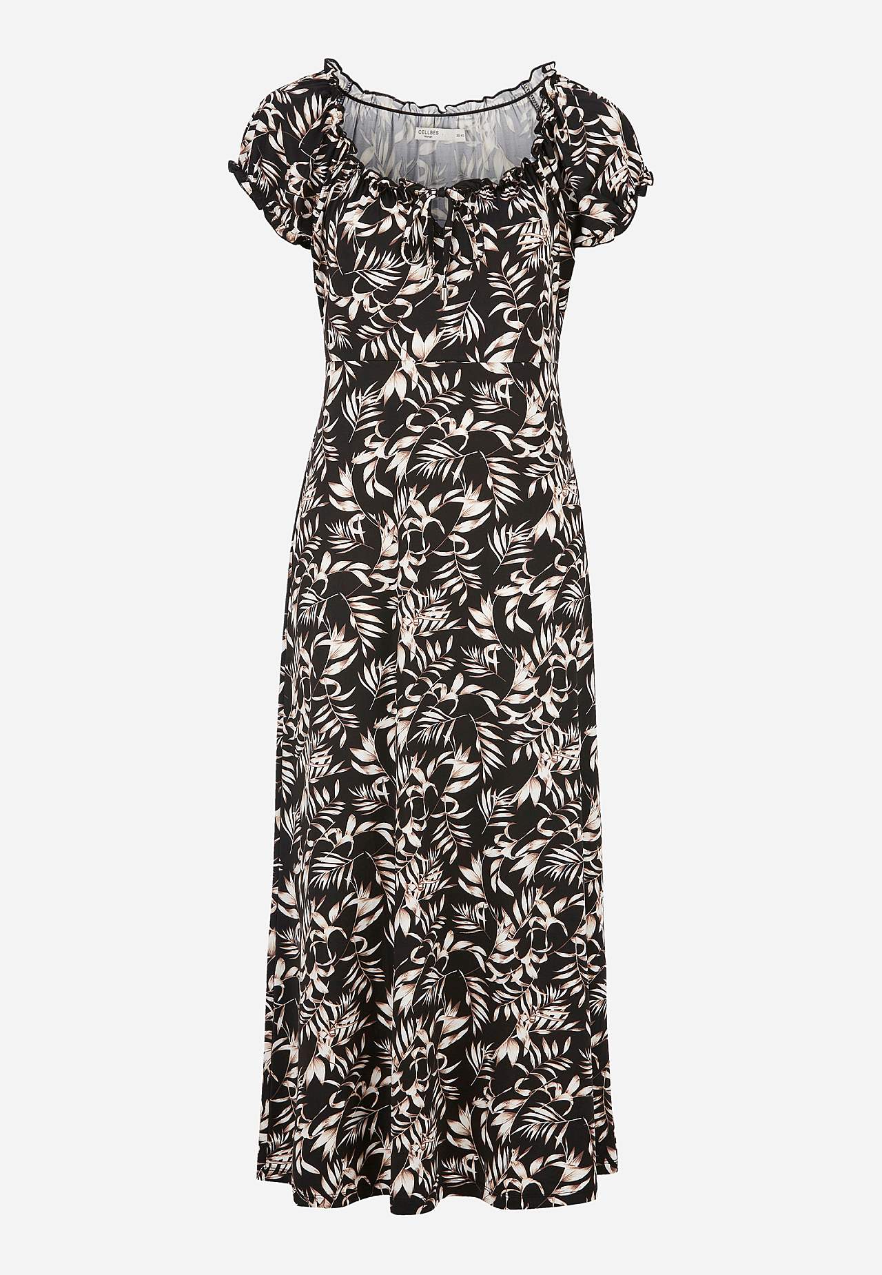Langes, gemustertes schulterfreies Kleid