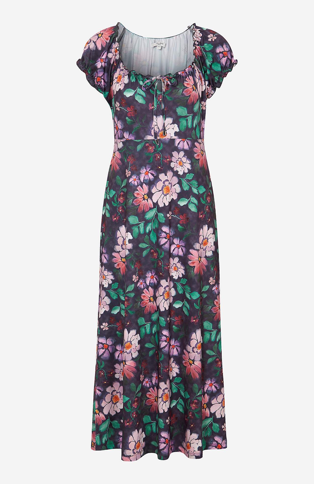 Langes, gemustertes schulterfreies Kleid