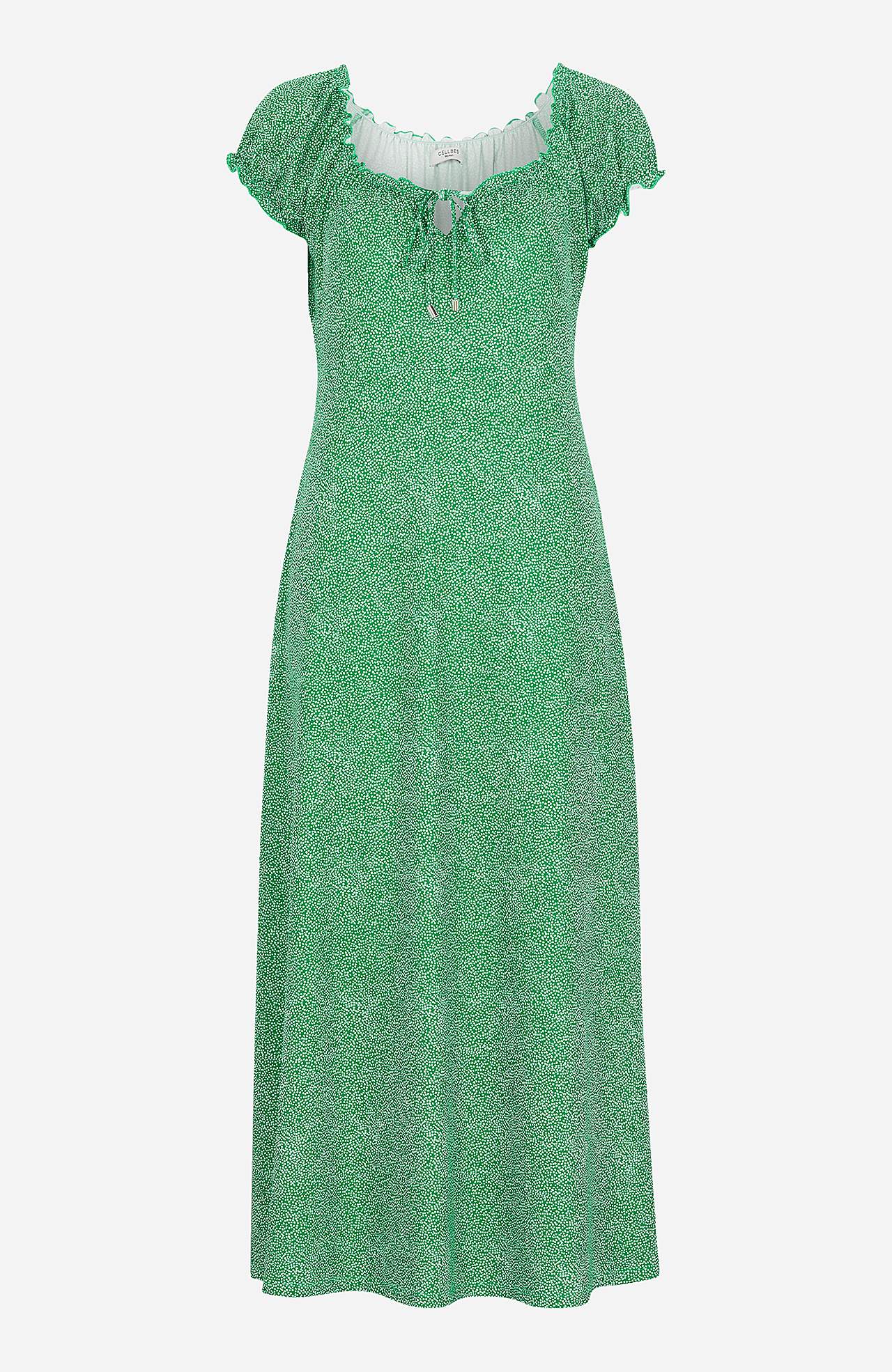 Langes, gemustertes schulterfreies Kleid