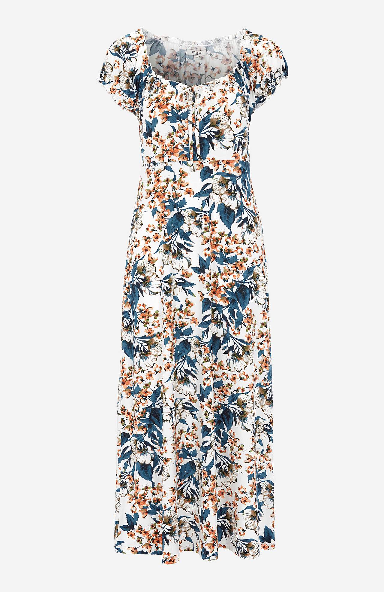Langes, gemustertes schulterfreies Kleid