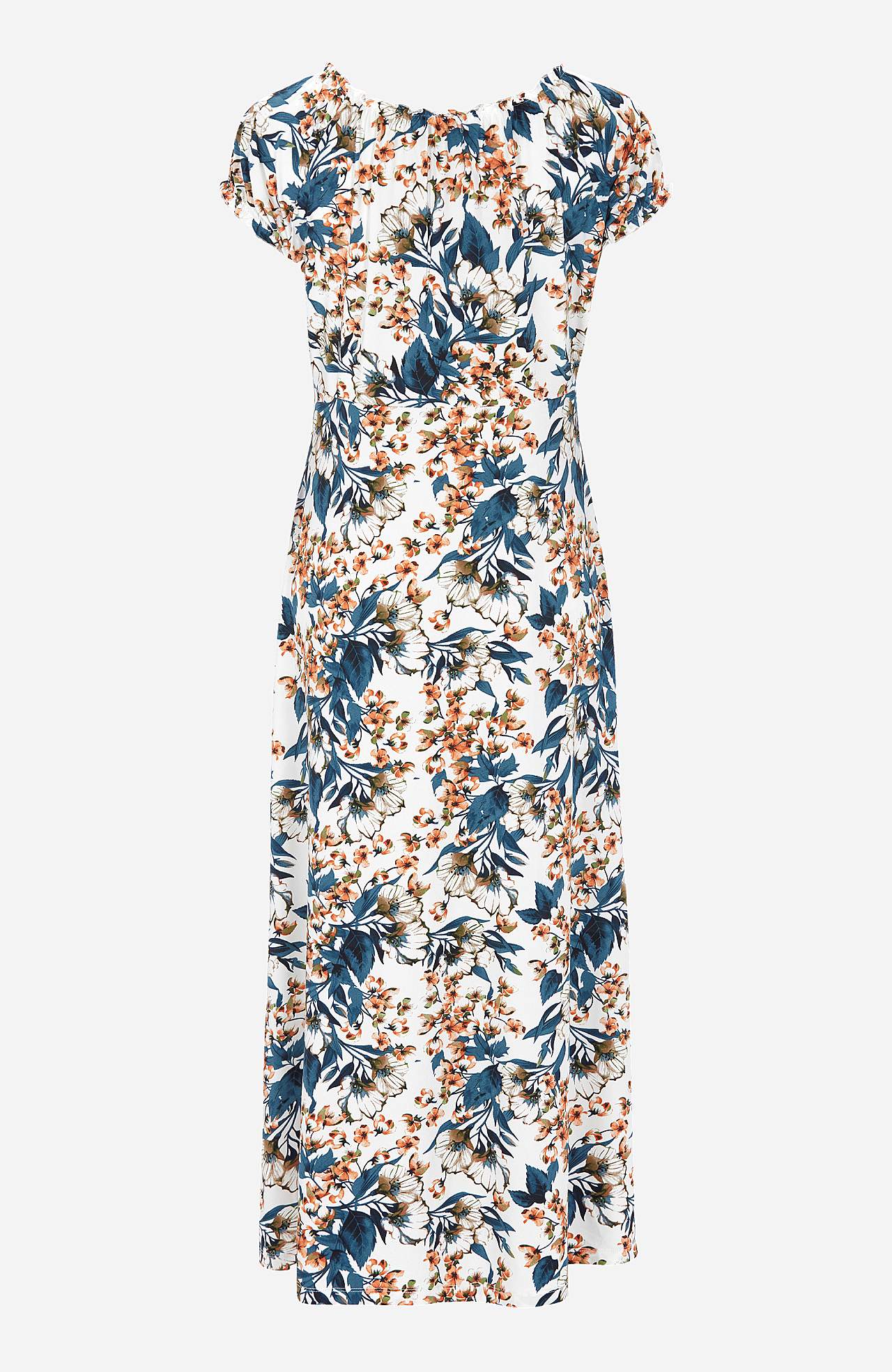 Langes, gemustertes schulterfreies Kleid