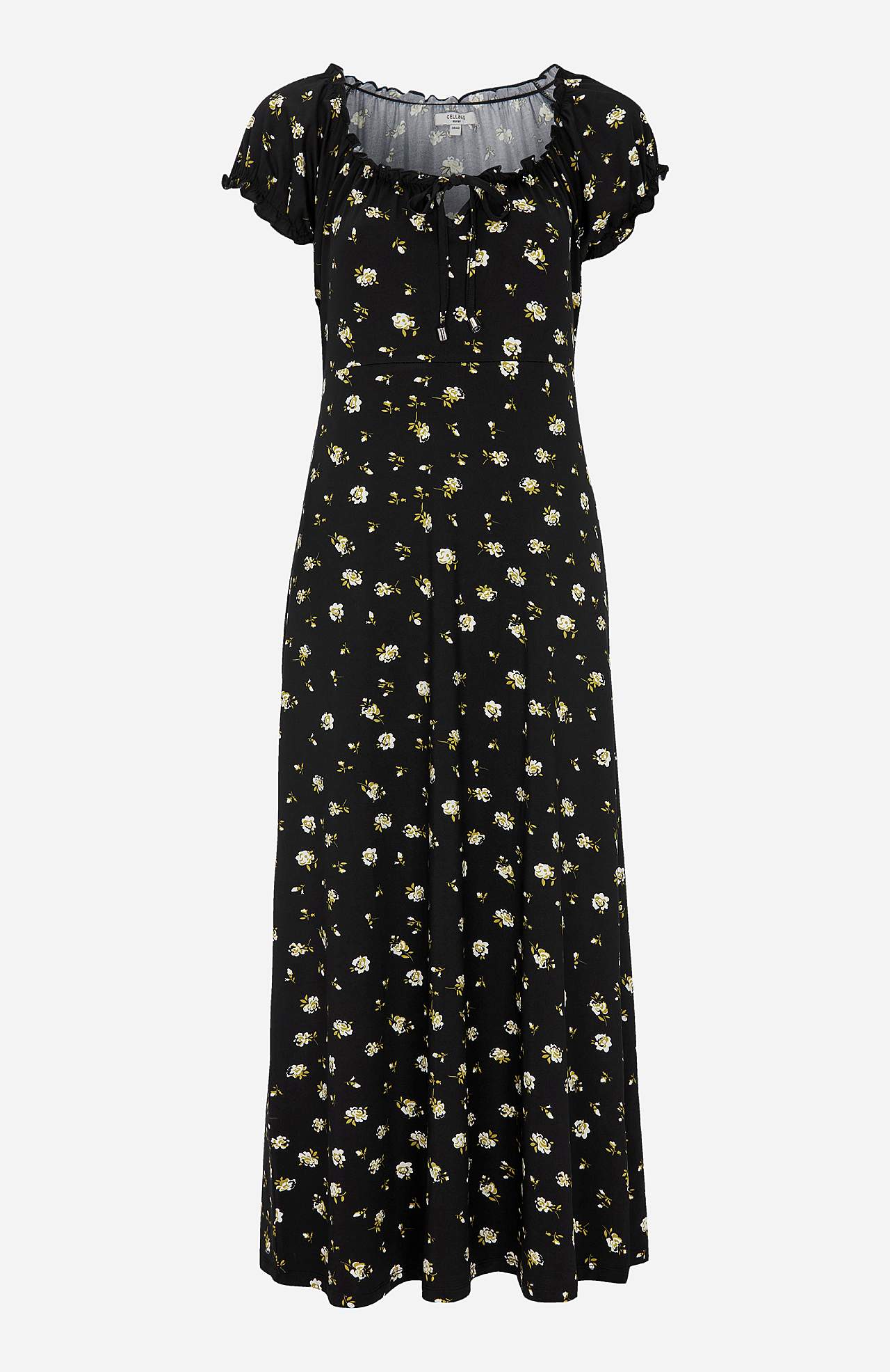 Langes, gemustertes schulterfreies Kleid