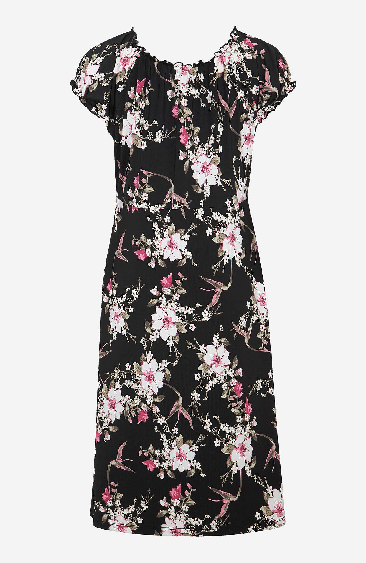 Gemustertes schulterfreies Kleid