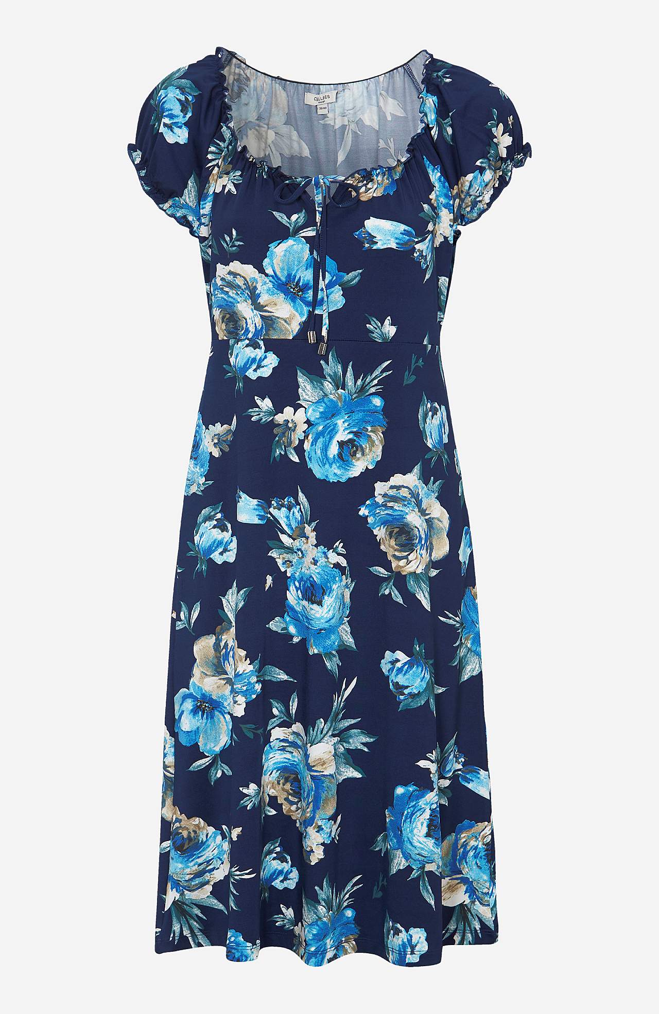 Gemustertes schulterfreies Kleid