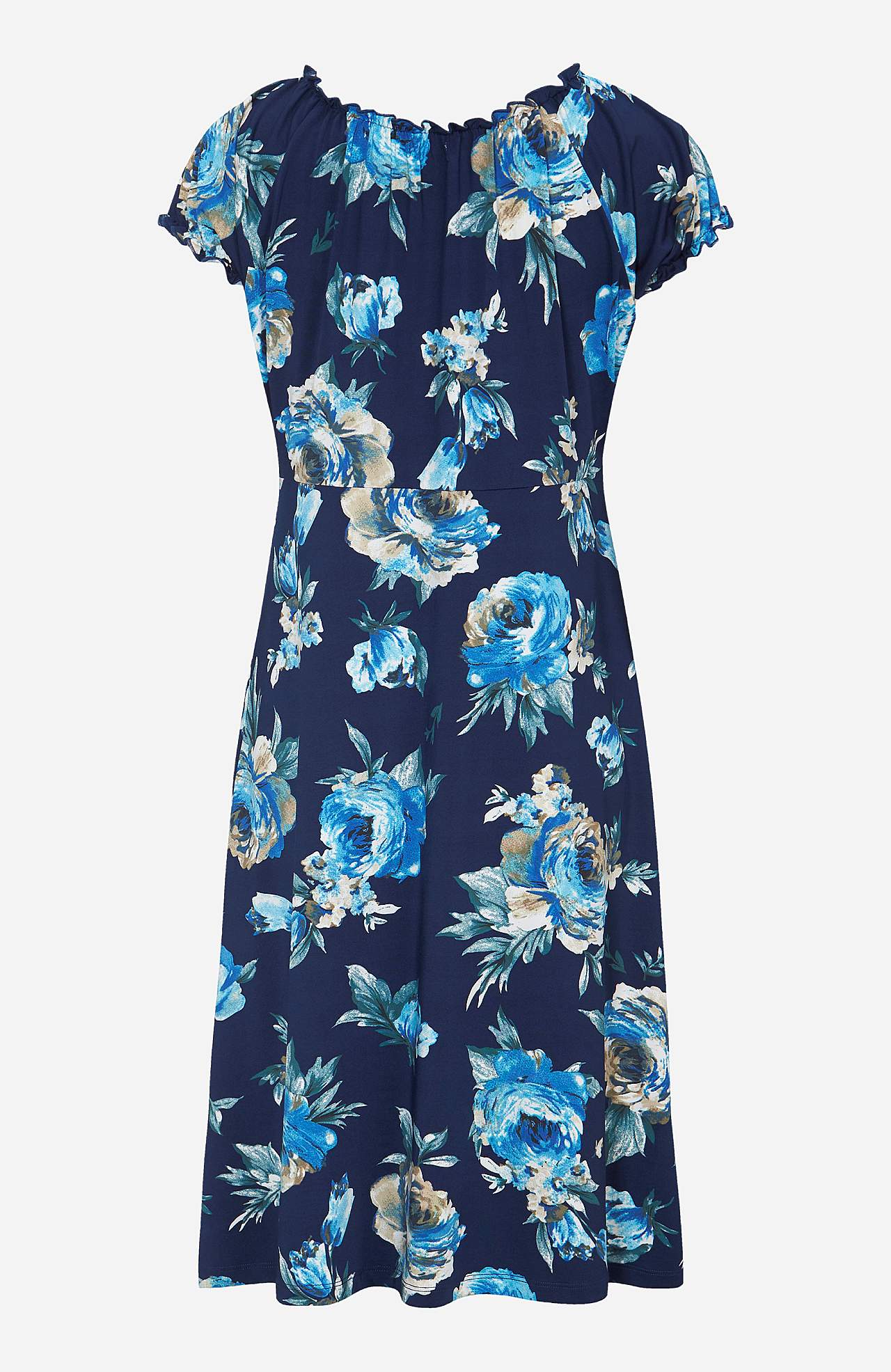 Gemustertes schulterfreies Kleid