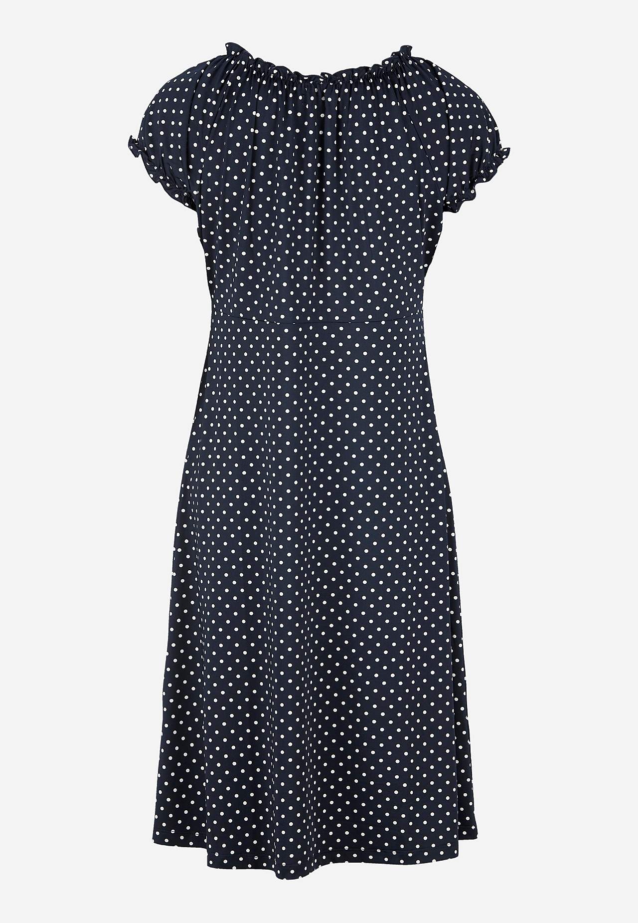 Gemustertes schulterfreies Kleid