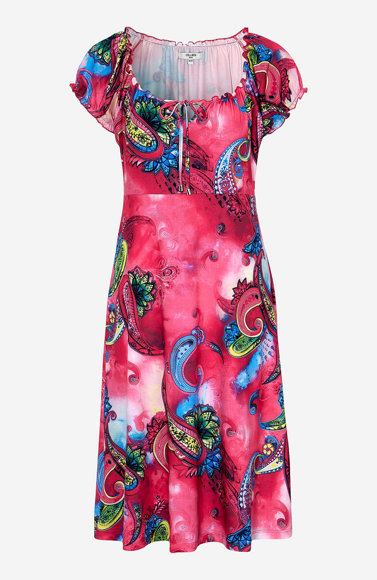 Gemustertes schulterfreies Kleid