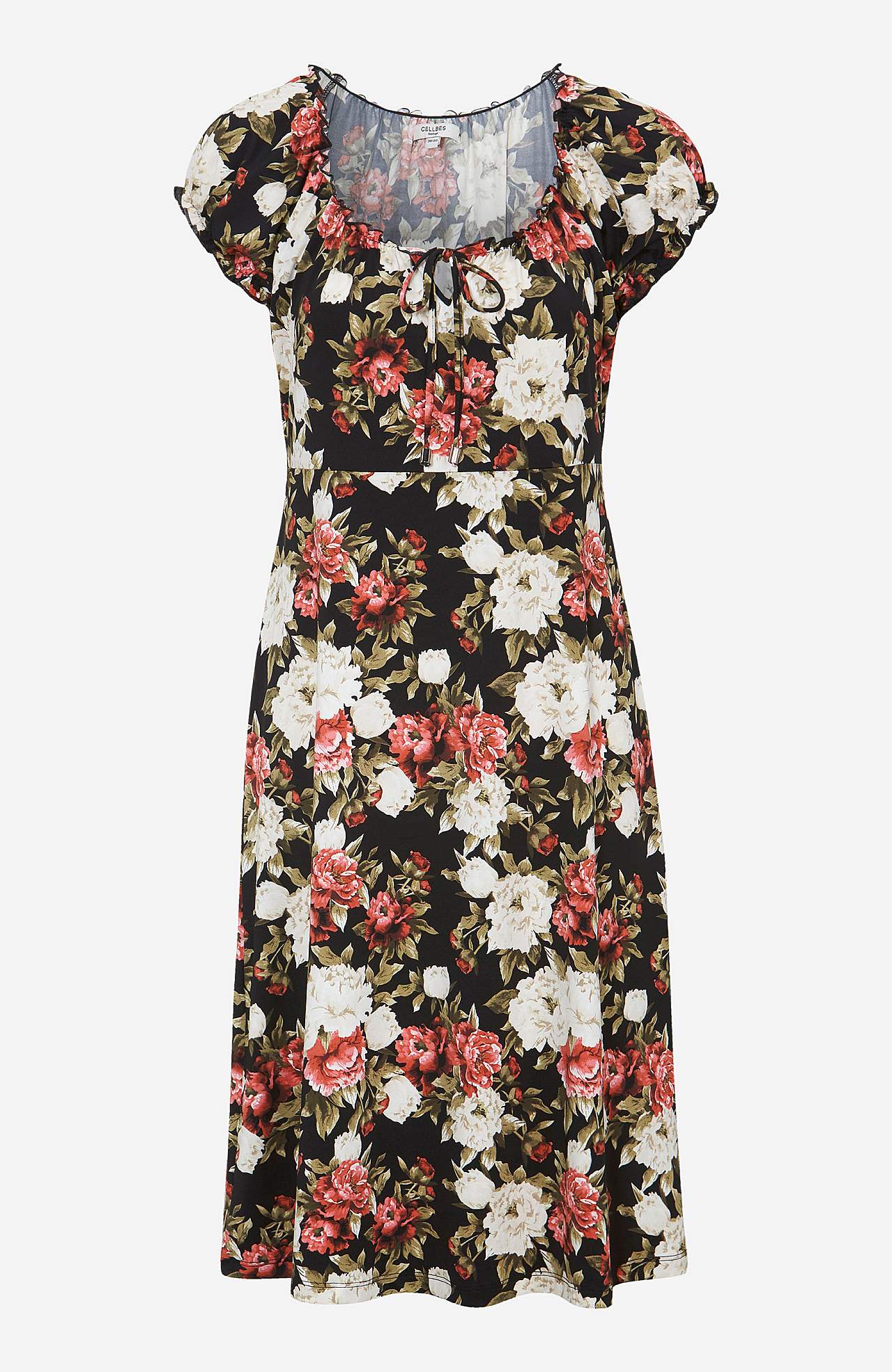 Gemustertes schulterfreies Kleid