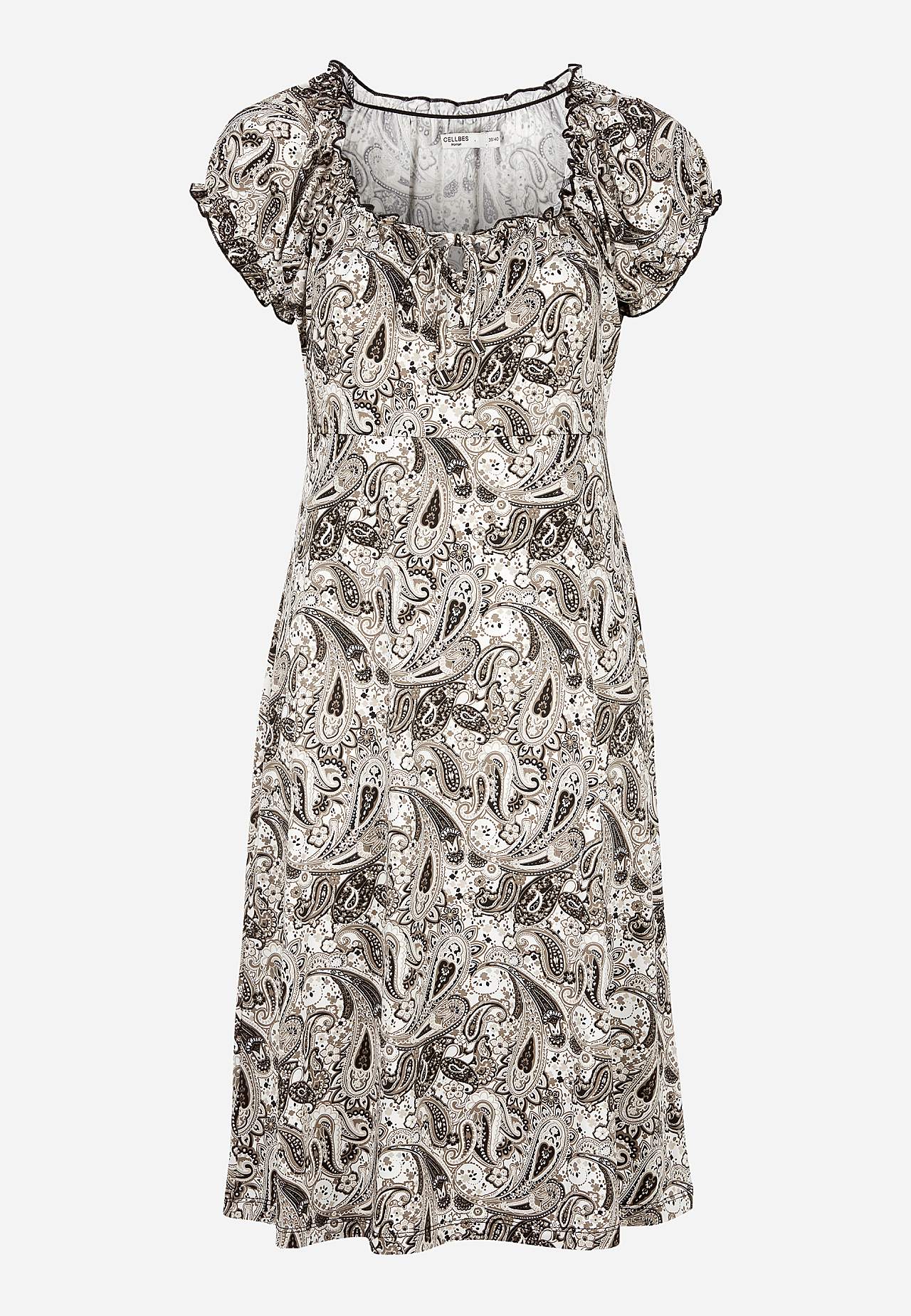 Gemustertes schulterfreies Kleid