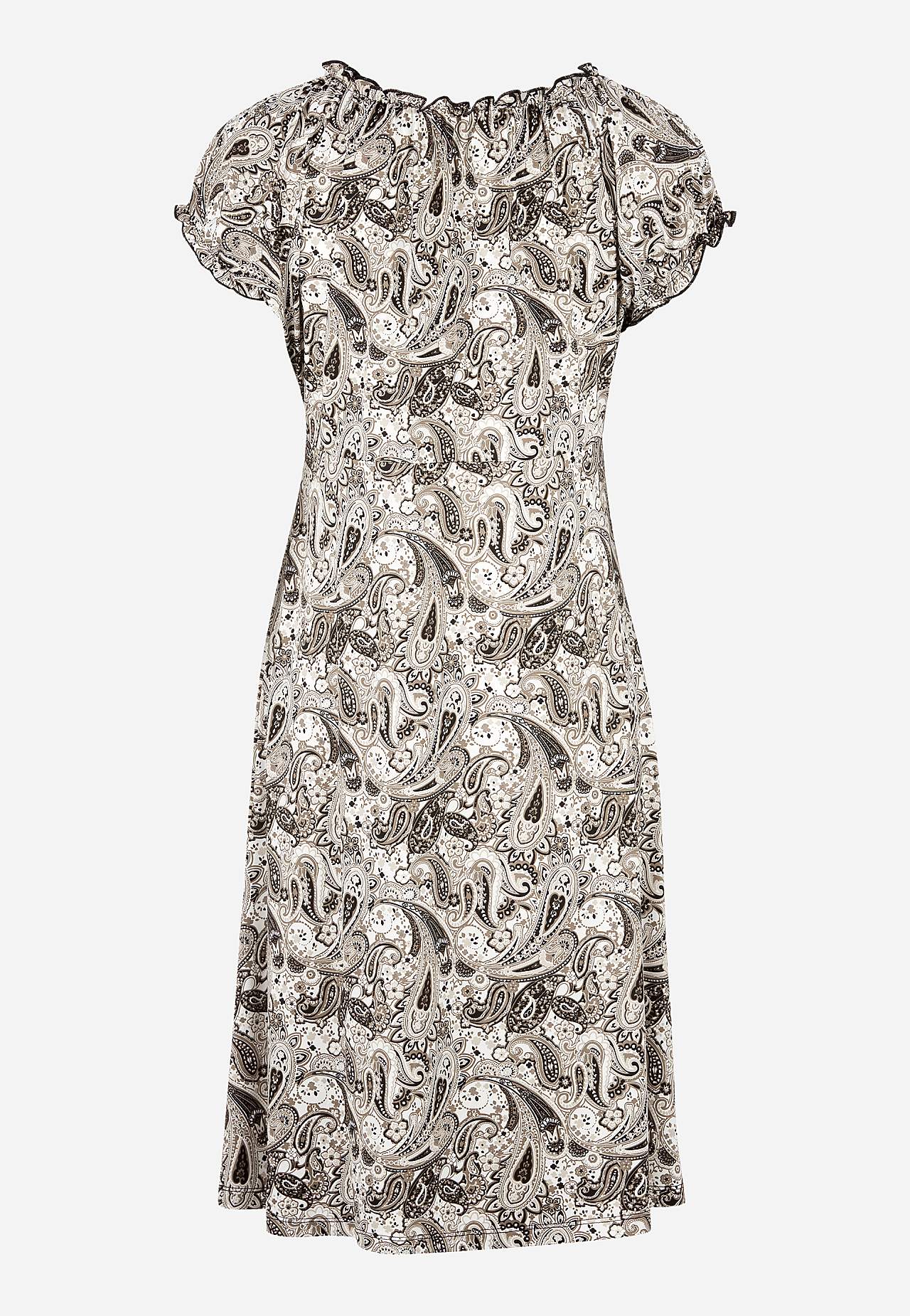 Gemustertes schulterfreies Kleid