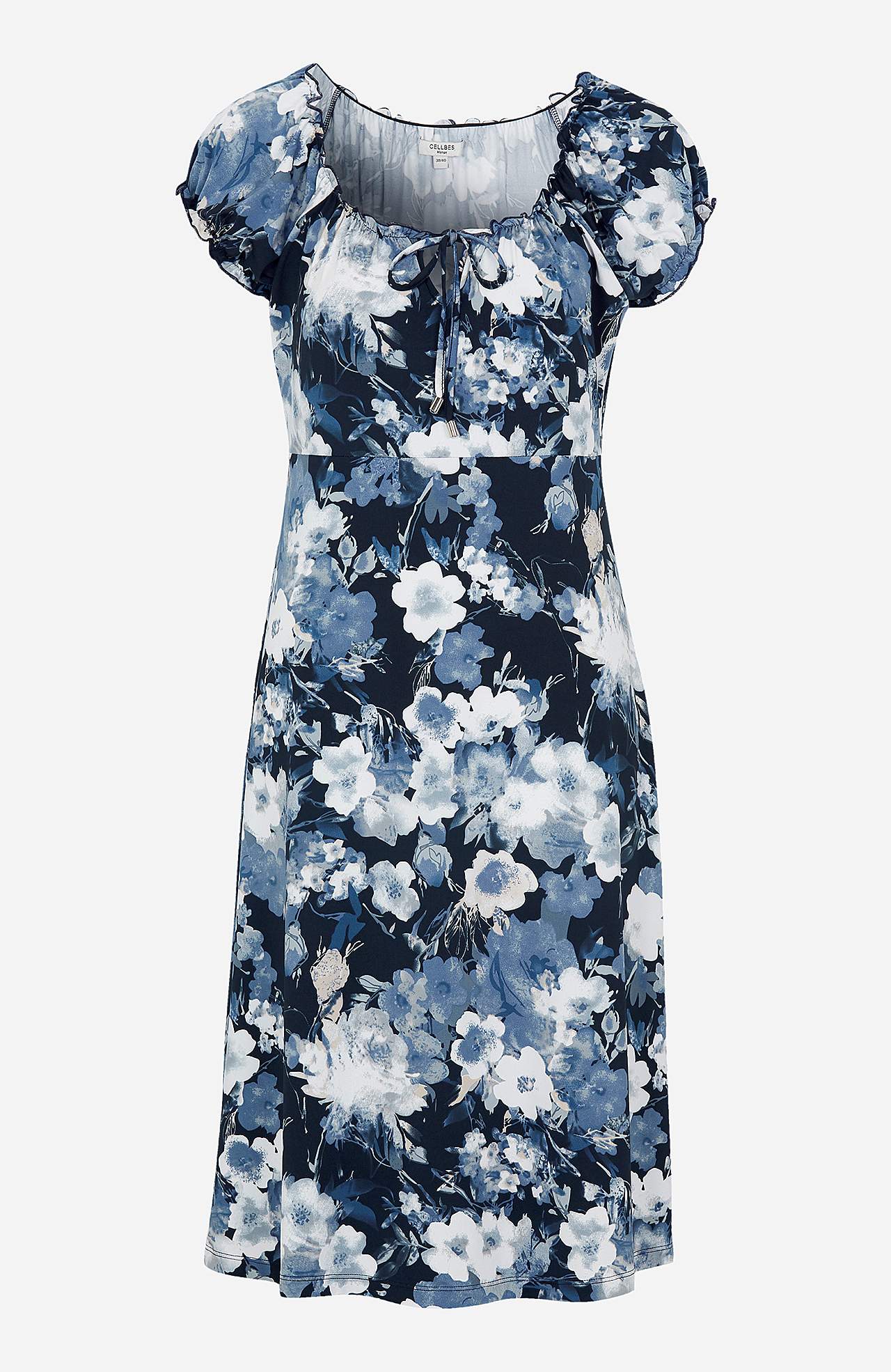 Gemustertes schulterfreies Kleid