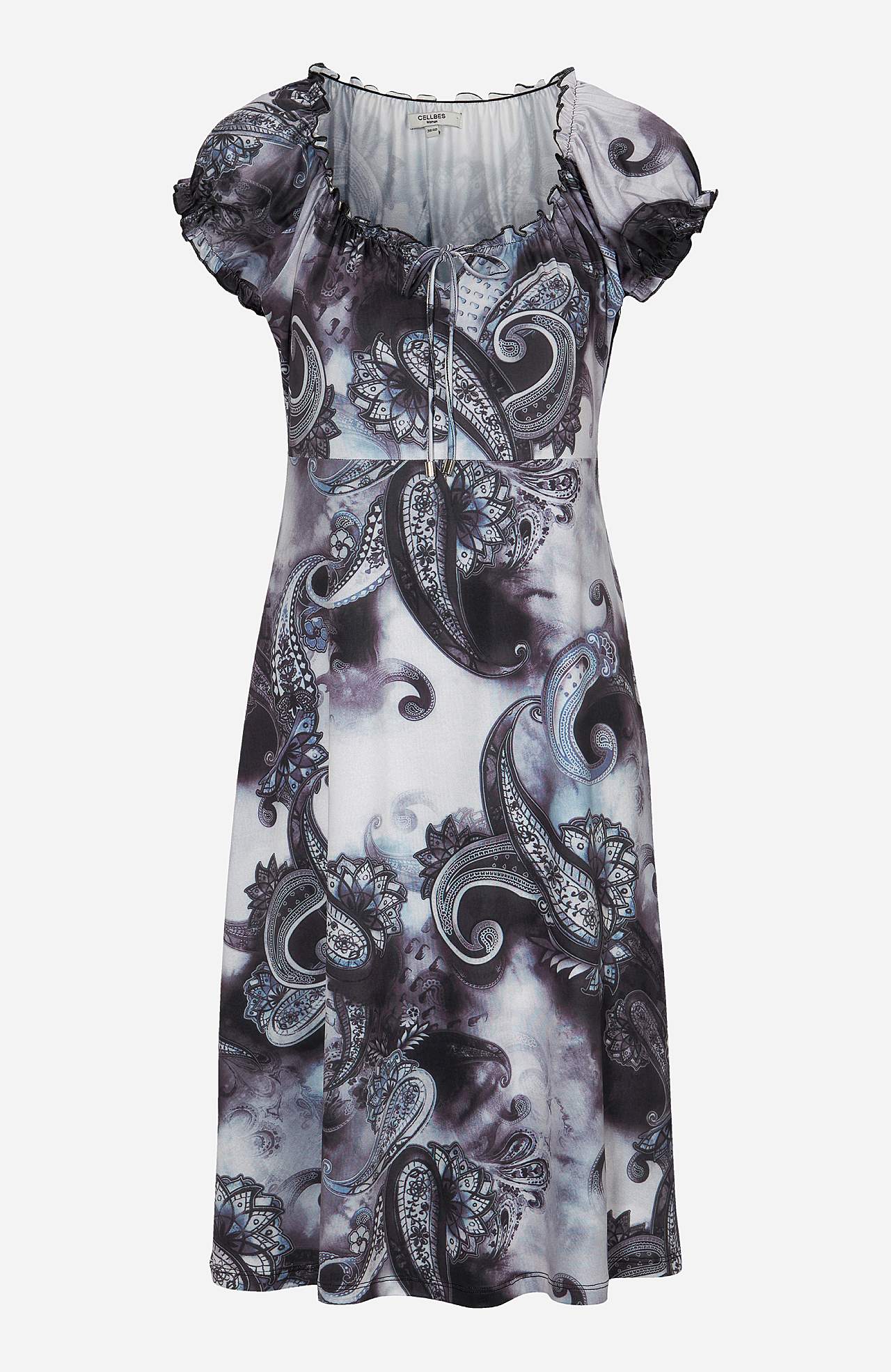Gemustertes schulterfreies Kleid