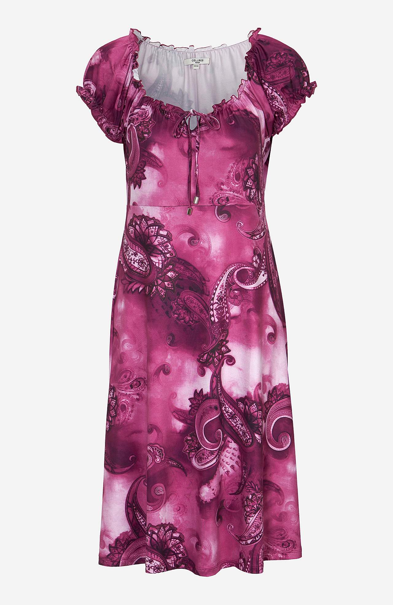 Gemustertes schulterfreies Kleid