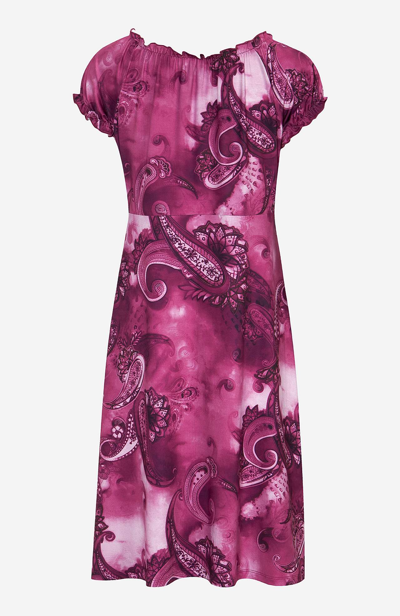 Gemustertes schulterfreies Kleid