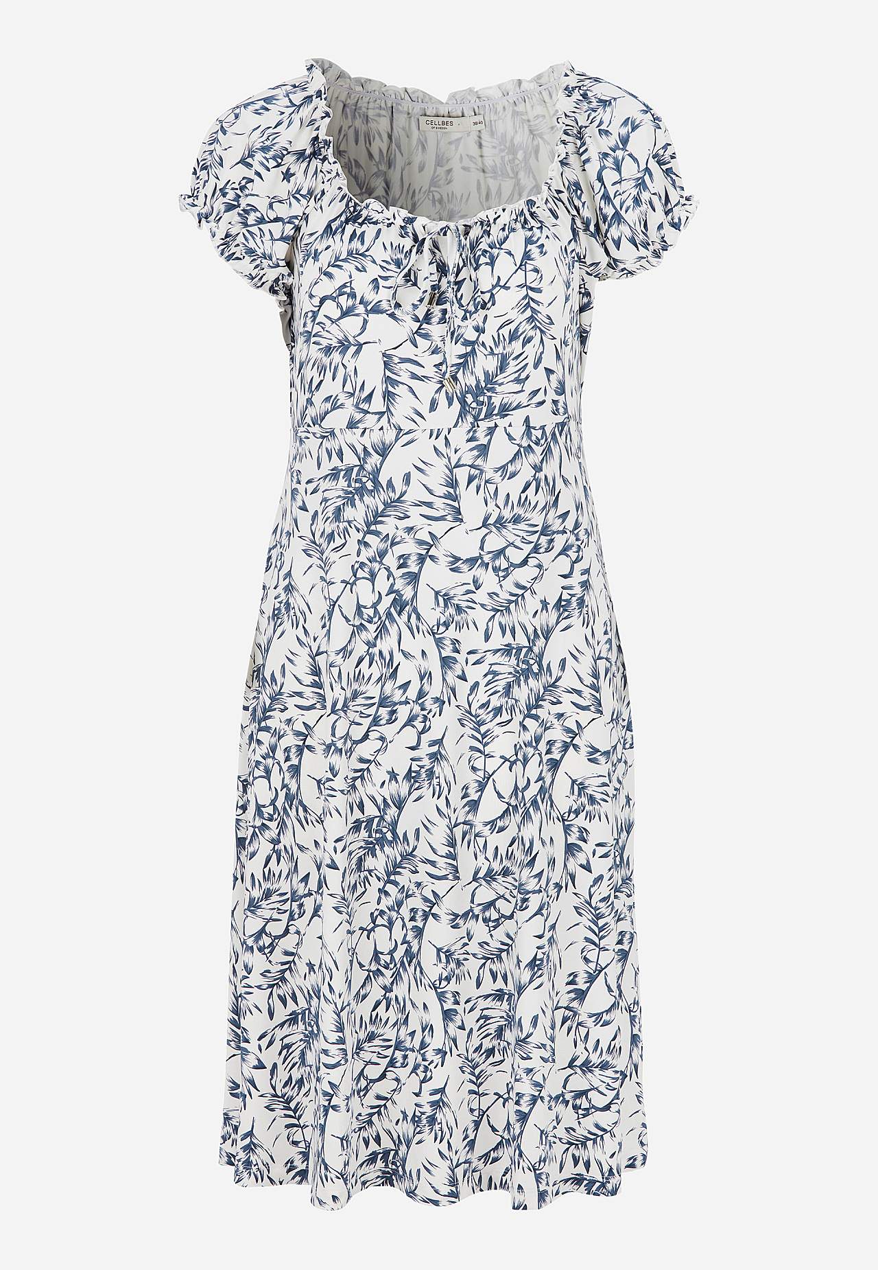 Gemustertes schulterfreies Kleid