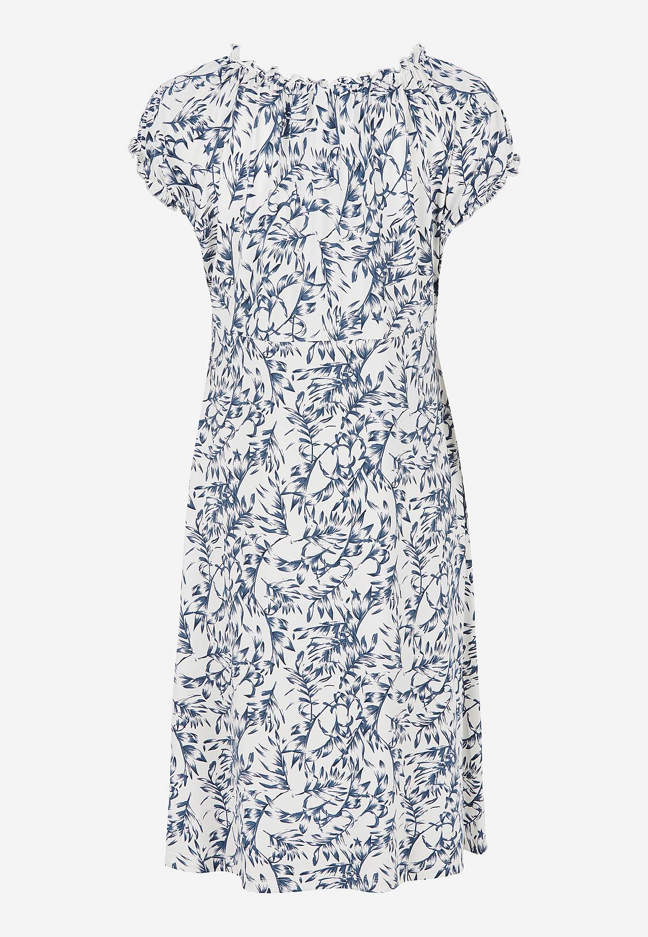 Gemustertes schulterfreies Kleid
