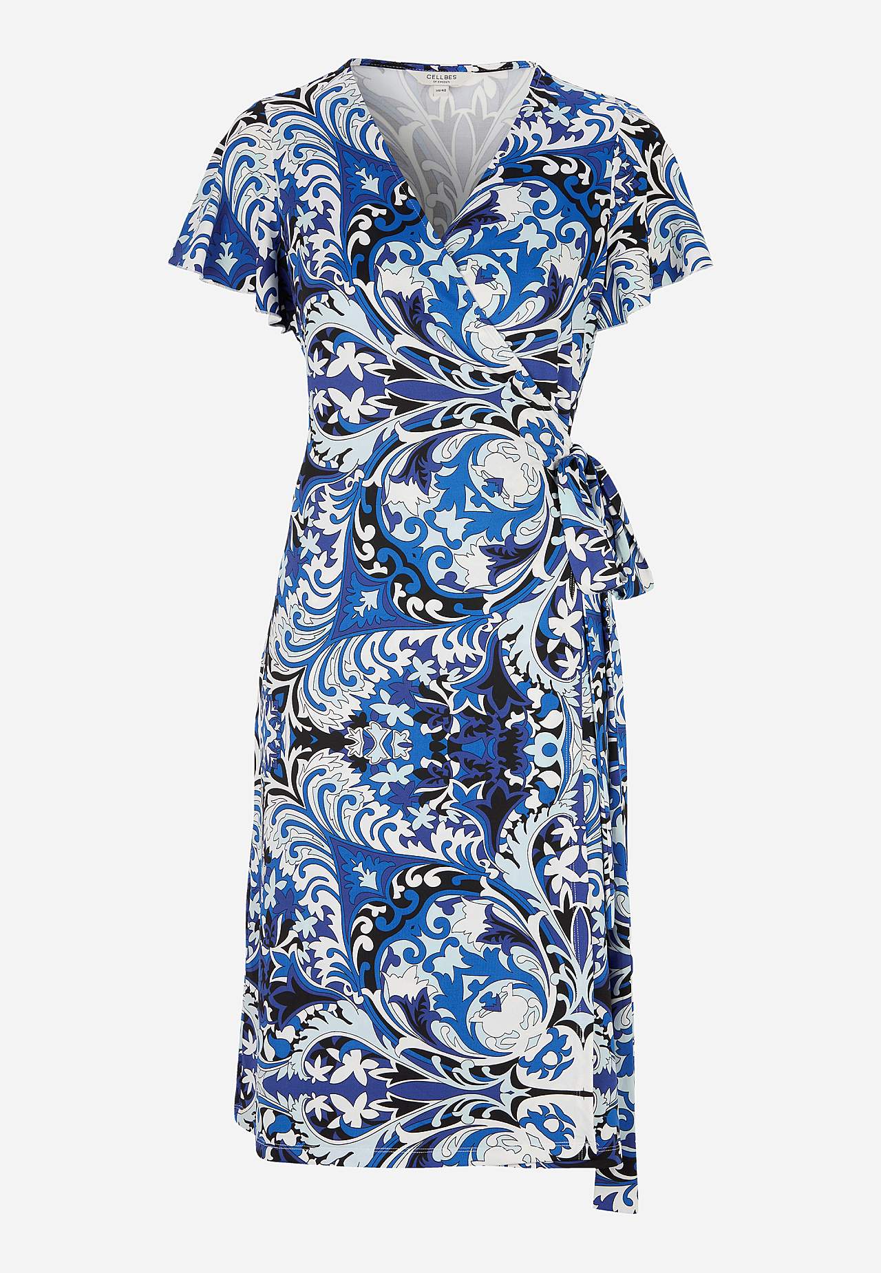 Gemustertes Front-Wickelkleid aus Jersey