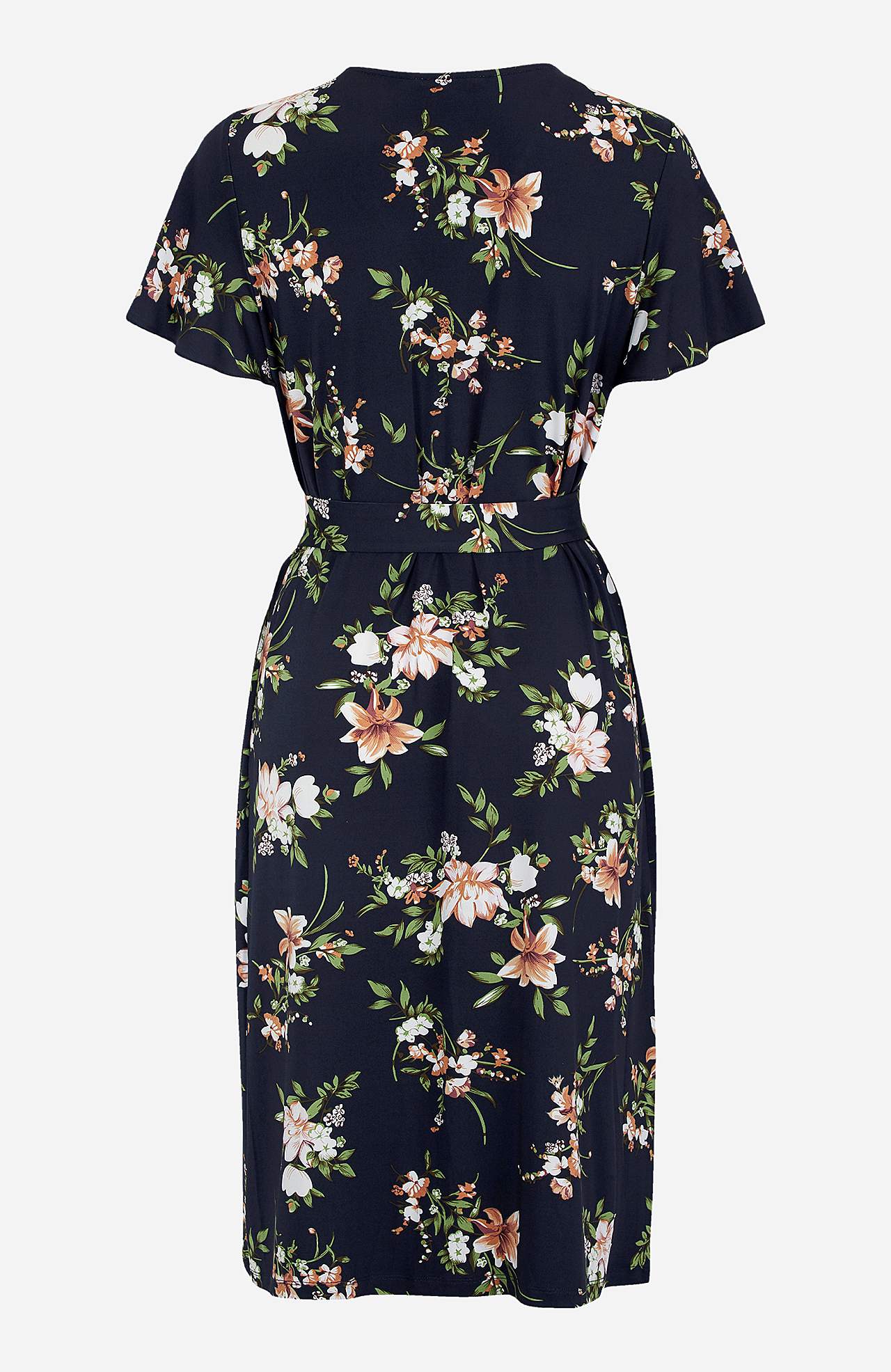 Gemustertes Front-Wickelkleid aus Jersey