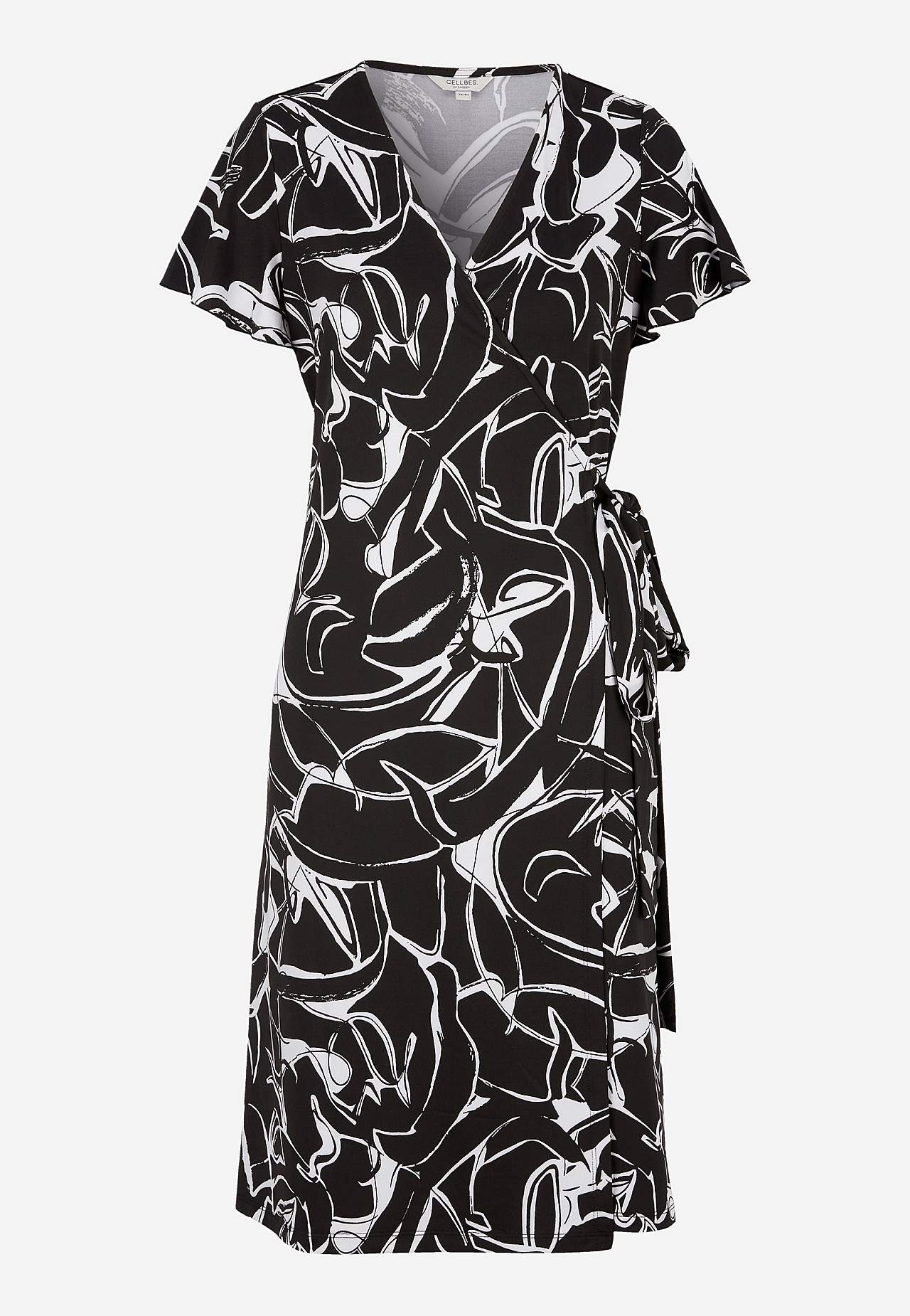 Gemustertes Front-Wickelkleid aus Jersey